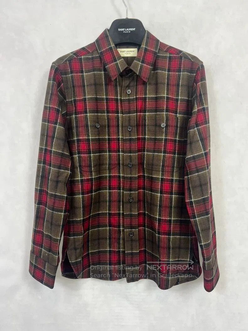 Saint Laurent Paris Saint Laurent Red Brown Plaid Shirt. Size US M / EU 48-50 / 2 - 1 Thumbnail