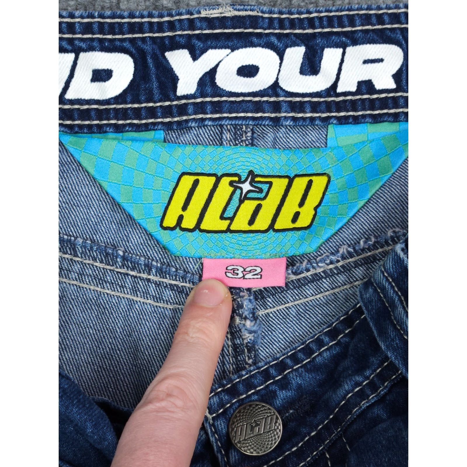 Vintage VINTAGE A.LAB Baggy Jeans Men 32 x 29 Blue Wide Leg Rave Y2K Embroider RAW HEM Jeans Mens 90s Streetwear Cyberpunk Punk Rock Hip Hop Skater City USA Size US 32 / EU 48 - 7 Thumbnail