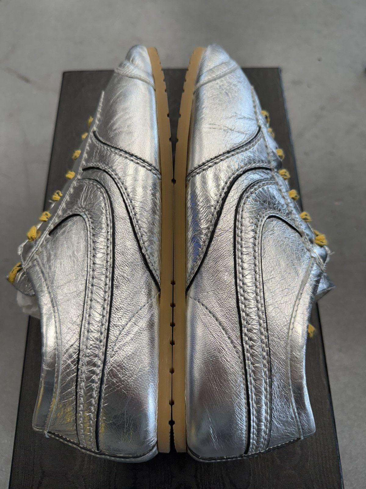 Dries Van Noten Dries Van Noten Marathon Silver Leather Sneakers Size US 7 / EU 40 - 5 Thumbnail
