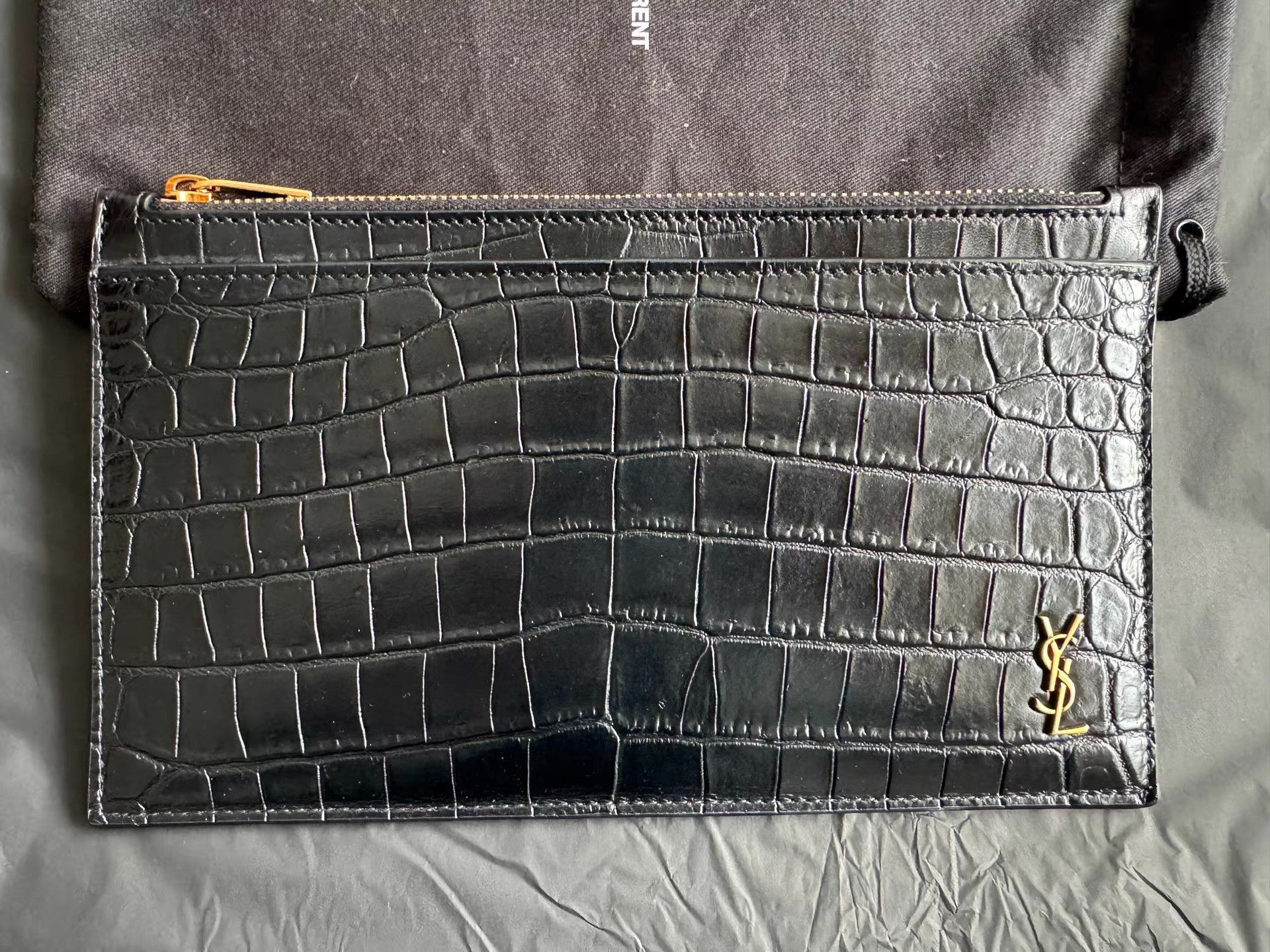 Saint Laurent Paris Saint Laurent Crocodile-Embossed Clutch Ｑ23 Size ONE SIZE - 2 Thumbnail