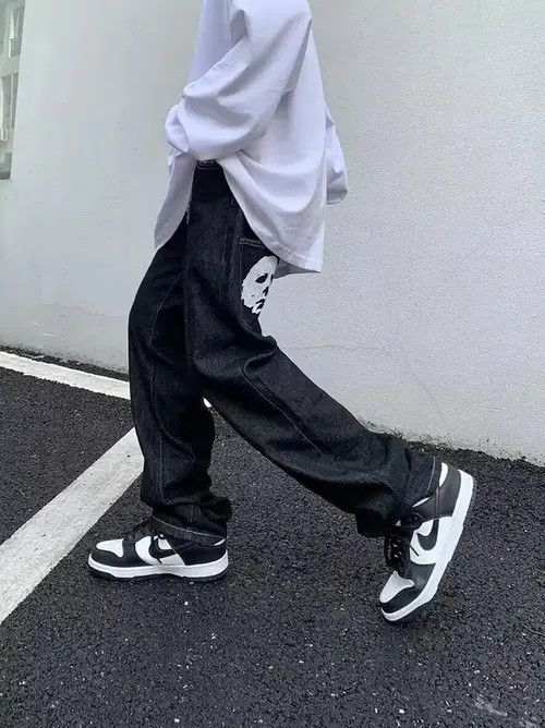 Japanese Brand × Jean Retro washed weird skull print straight jeans Size US 32 / EU 48 - 2 Thumbnail