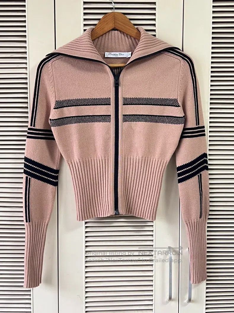 Dior Dior Pink knitted cardigan coat Size XXS / US 00 / IT 34 - 1 Thumbnail