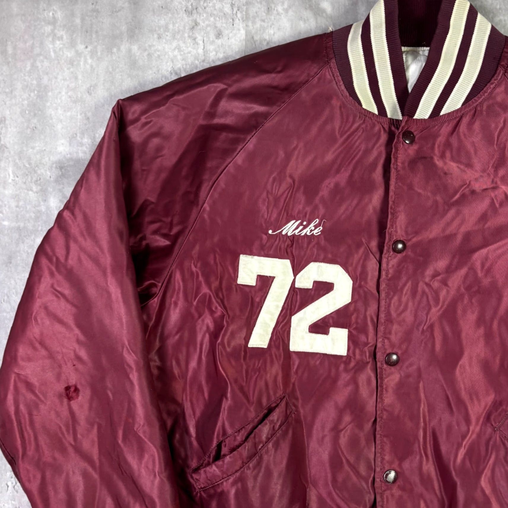 Vintage VINTAGE Butwin Towson Football Satin Varsity Jacket Mens XL Maroon Made in USA Size US XL / EU 56 / 4 - 6 Thumbnail
