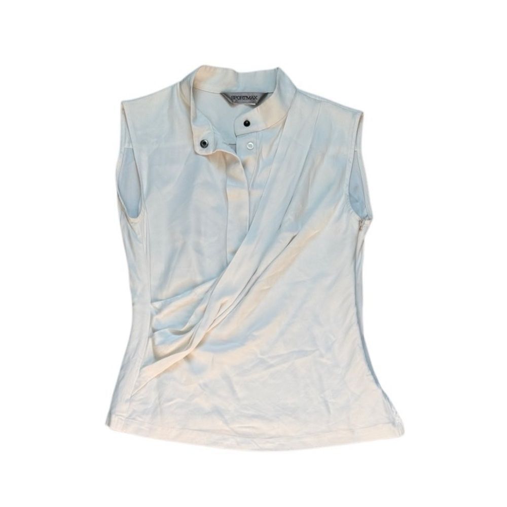Sportmax Sportsmax Sleeveless Deconstructed Drape Blouse Cream Small Size S / US 4 / IT 40 - 1 Thumbnail