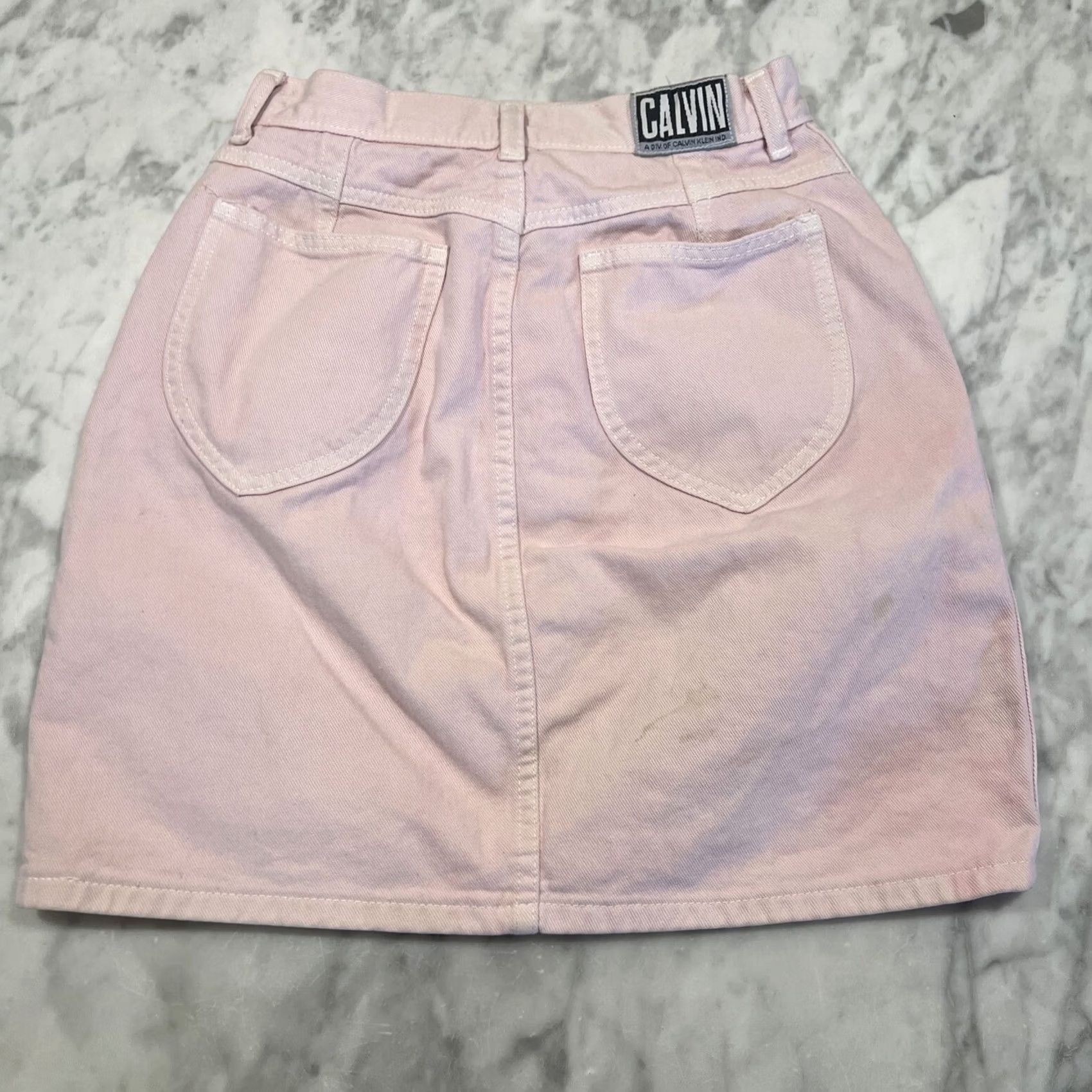 Calvin Klein VINTAGE Calvin Klein Skirt Light Pink Denim 9/10 Pockets Zipper Made USA Women Short Pencil Straight XS? Size 30" / US 8 / IT 44 - 3 Thumbnail