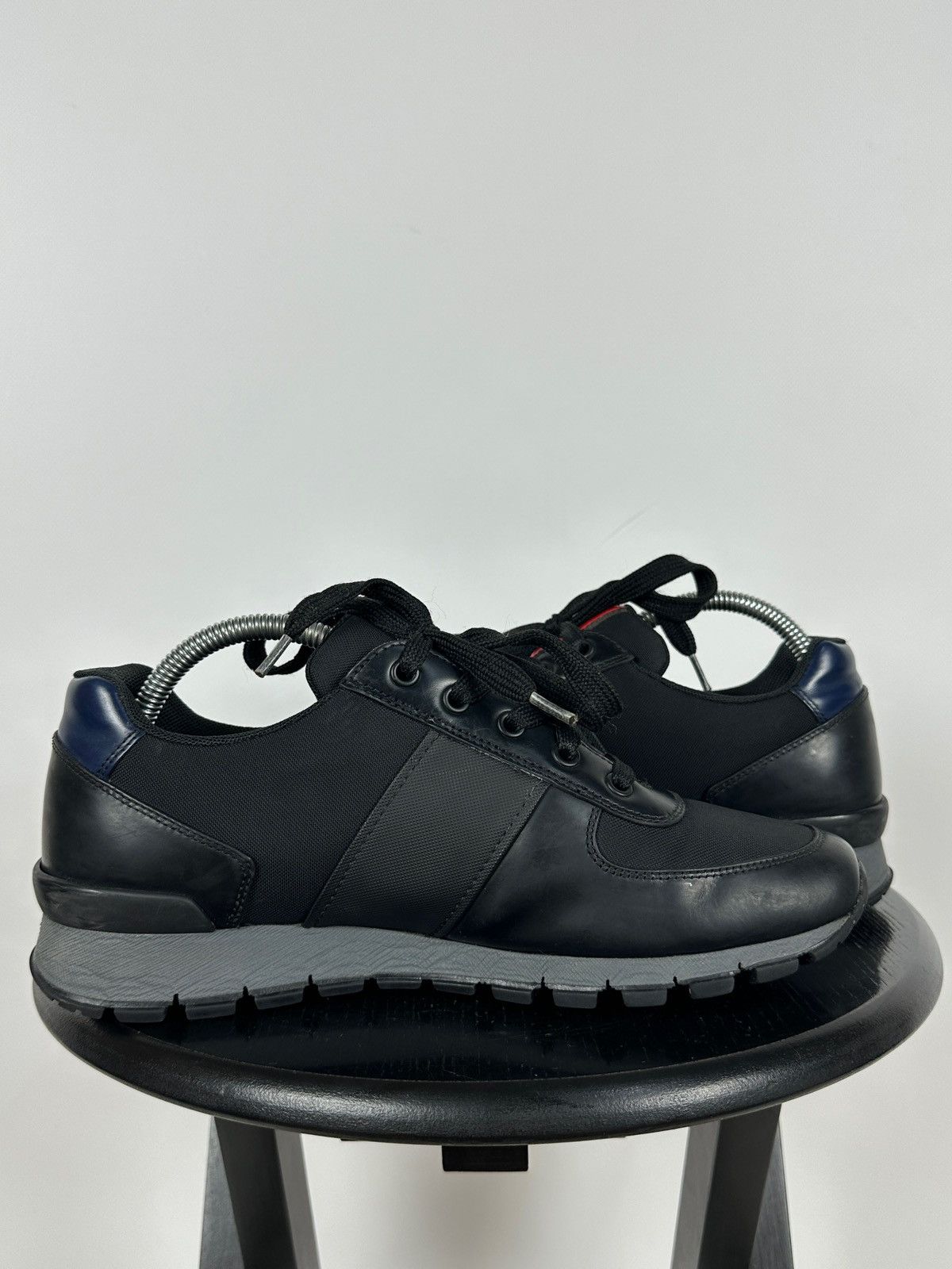 Prada Prada Matchrace Black Leather Sneakers Size US 7 / EU 40 - 10 Thumbnail