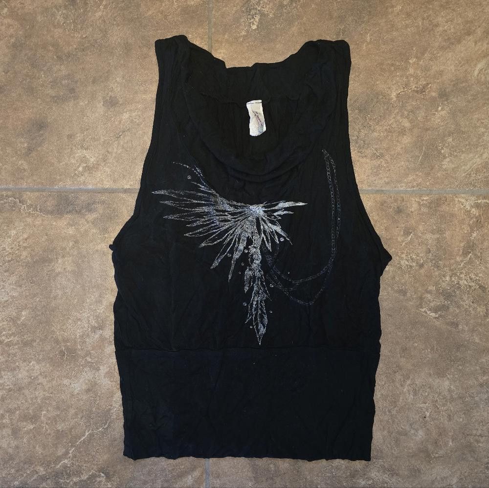 Designer Black Detailed Mi Manchi Draped Tank Size M / US 6-8 / IT 42-44 - 1 Thumbnail