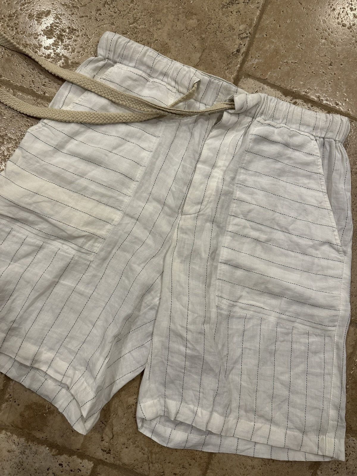 Loewe Loewe Paula Pin Stripe White Drawstring Shorts Size US 33 - 3 Thumbnail