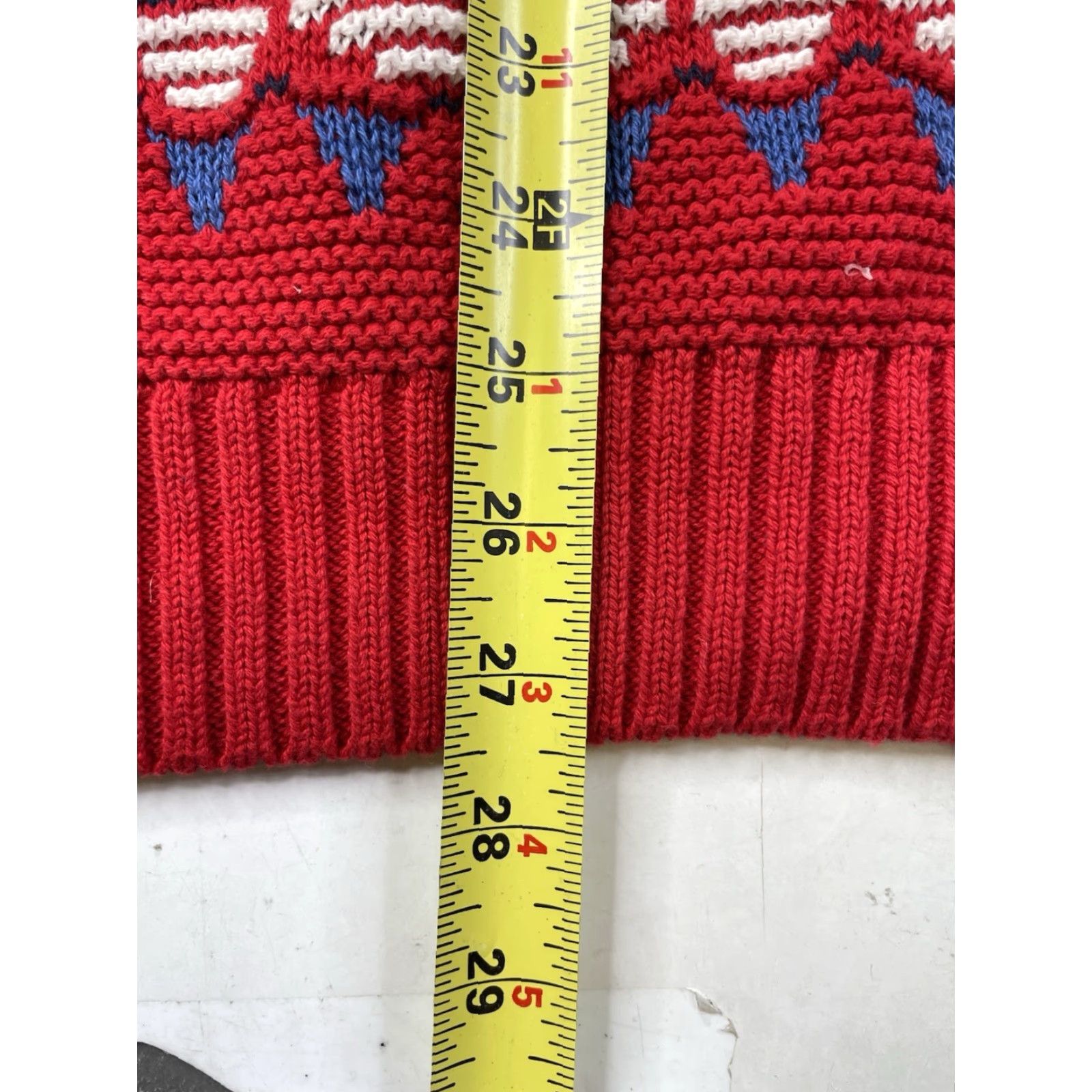 CO VINTAGE Portland Sweater Co Mens Large Sweater USA Made Textured Knit Grandpa Pullover Long Sleeve Red Geometric 90s Bohemian Classic USA Men Size US L / EU 52-54 / 3 - 5 Thumbnail