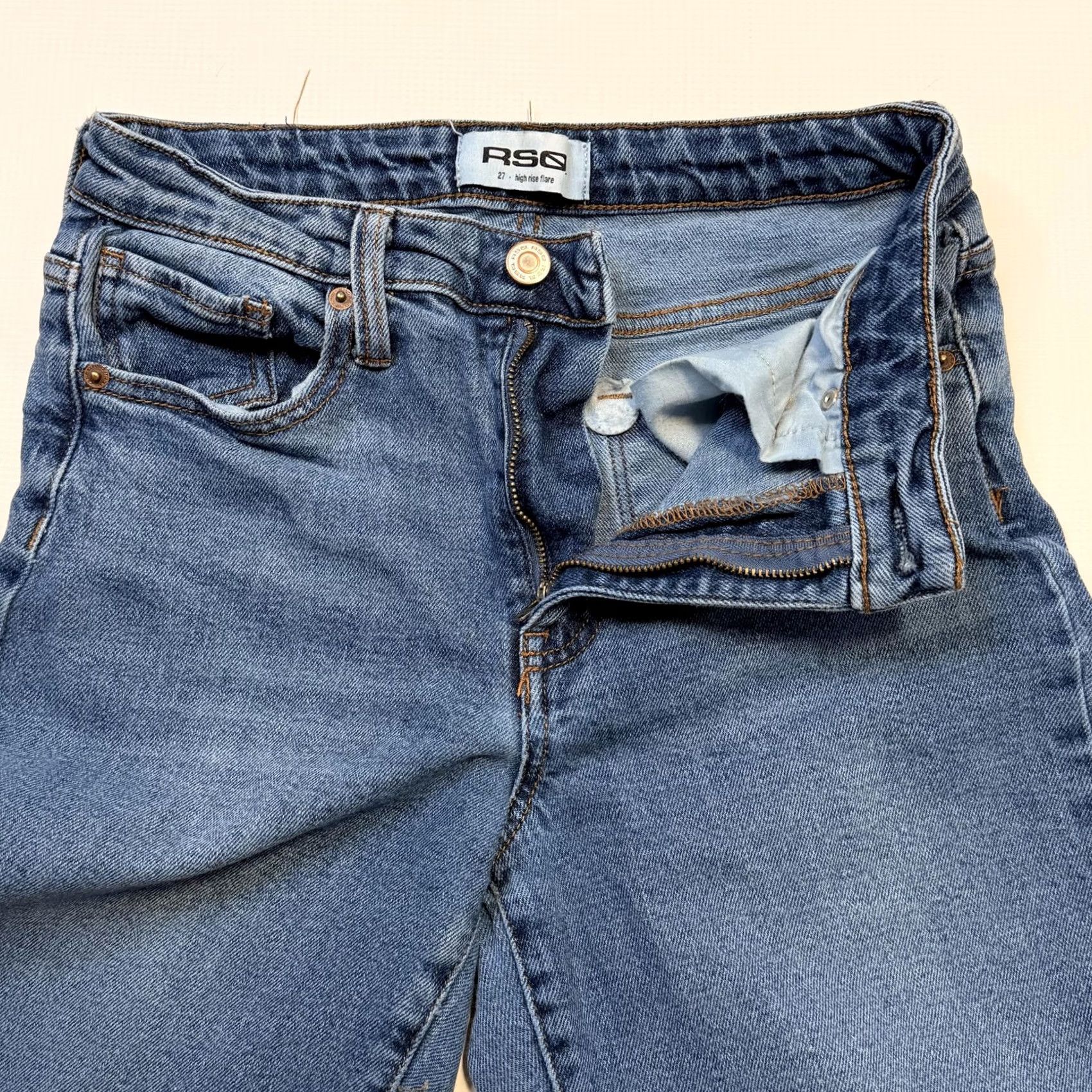 Rsq RSQ Jeans Womens 27 Blue High Rise Flare Denim 5 Pocket Medium Wash Shirt Womens Adult Medium Blue Size 27" / US 4 / IT 40 - 7 Thumbnail