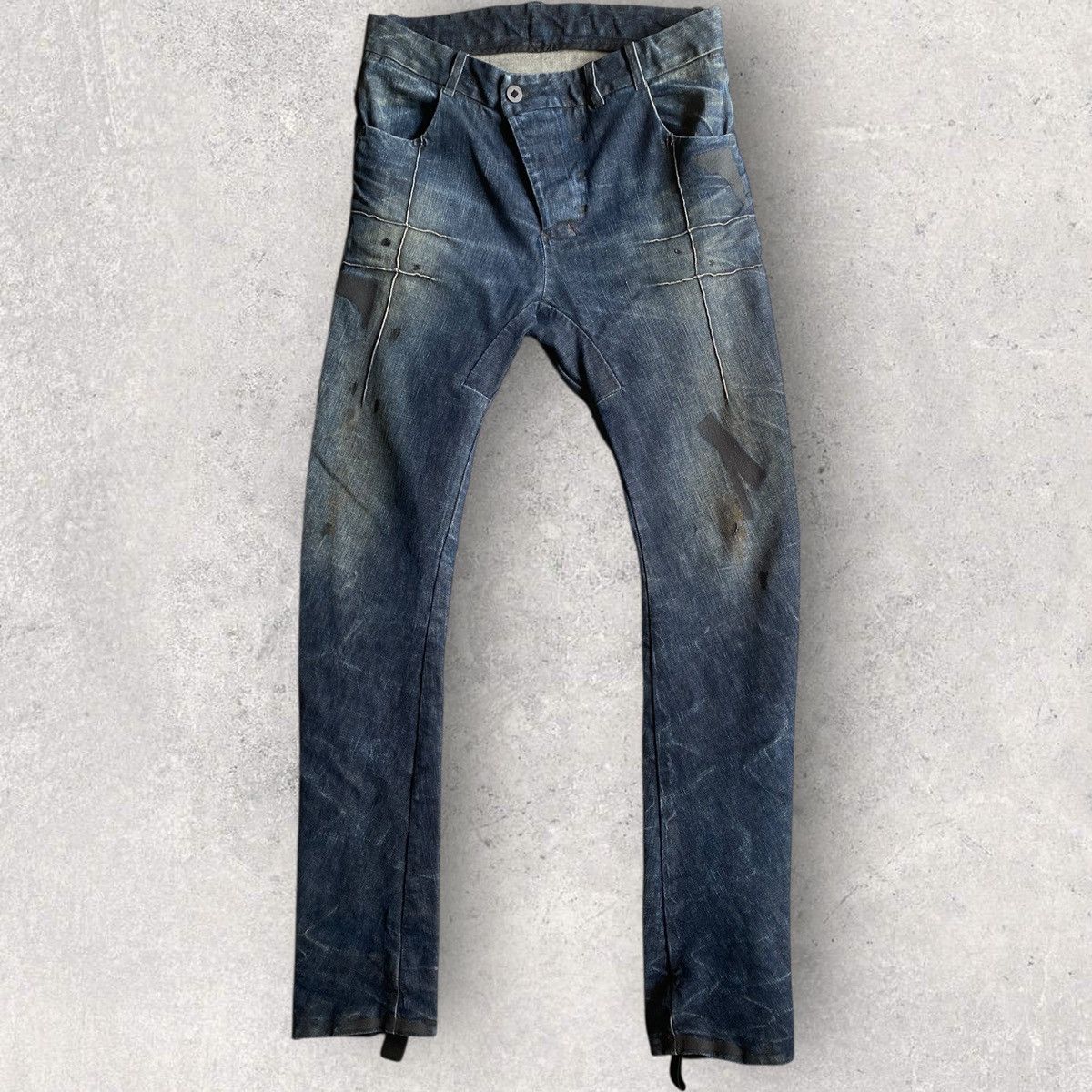 Boris Bidjan Saberi AW21 P13 Tight Fit Dirty Dark Denim Size US 34 / EU 50 - 1 Thumbnail