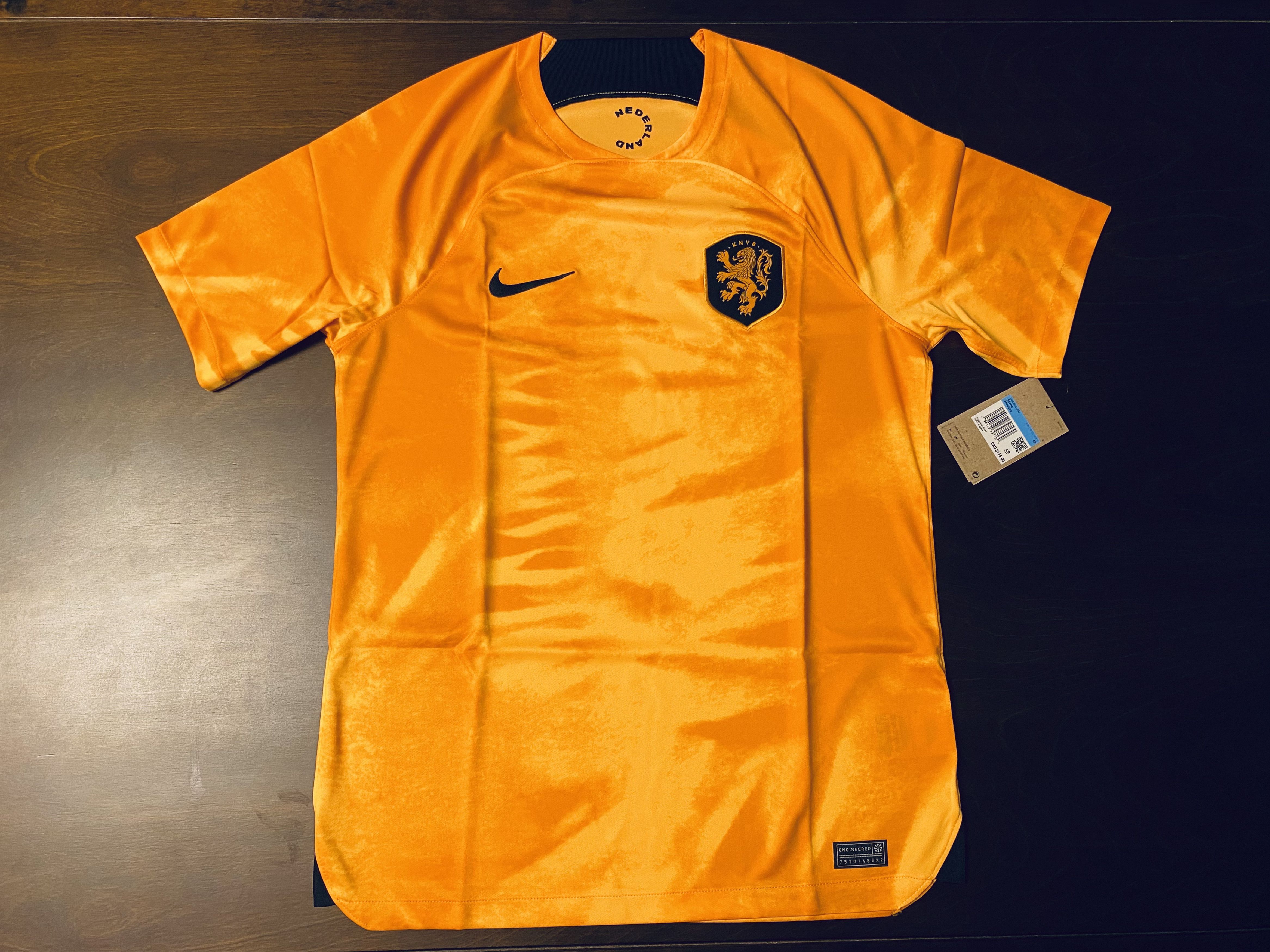 image of Hype x Nike 2022-2023 - Netherlands Home Jersey - World Cup - M - in Orange/Black (Size Medium)
