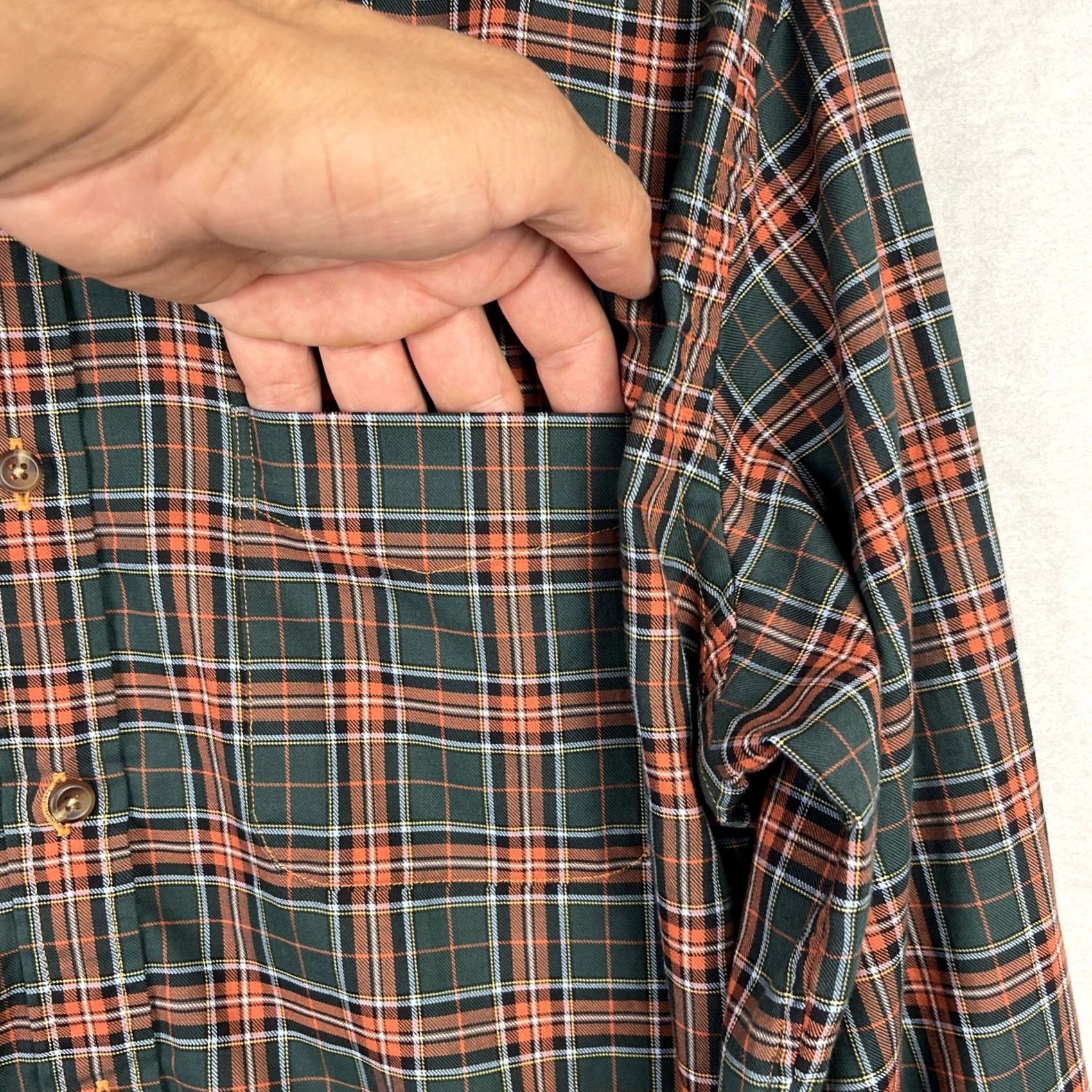 Proper Cloth Proper Cloth Shirt Mens Medium Green Orange Button-Down Untucked Long Sleeve Size US M / EU 48-50 / 2 - 3 Thumbnail