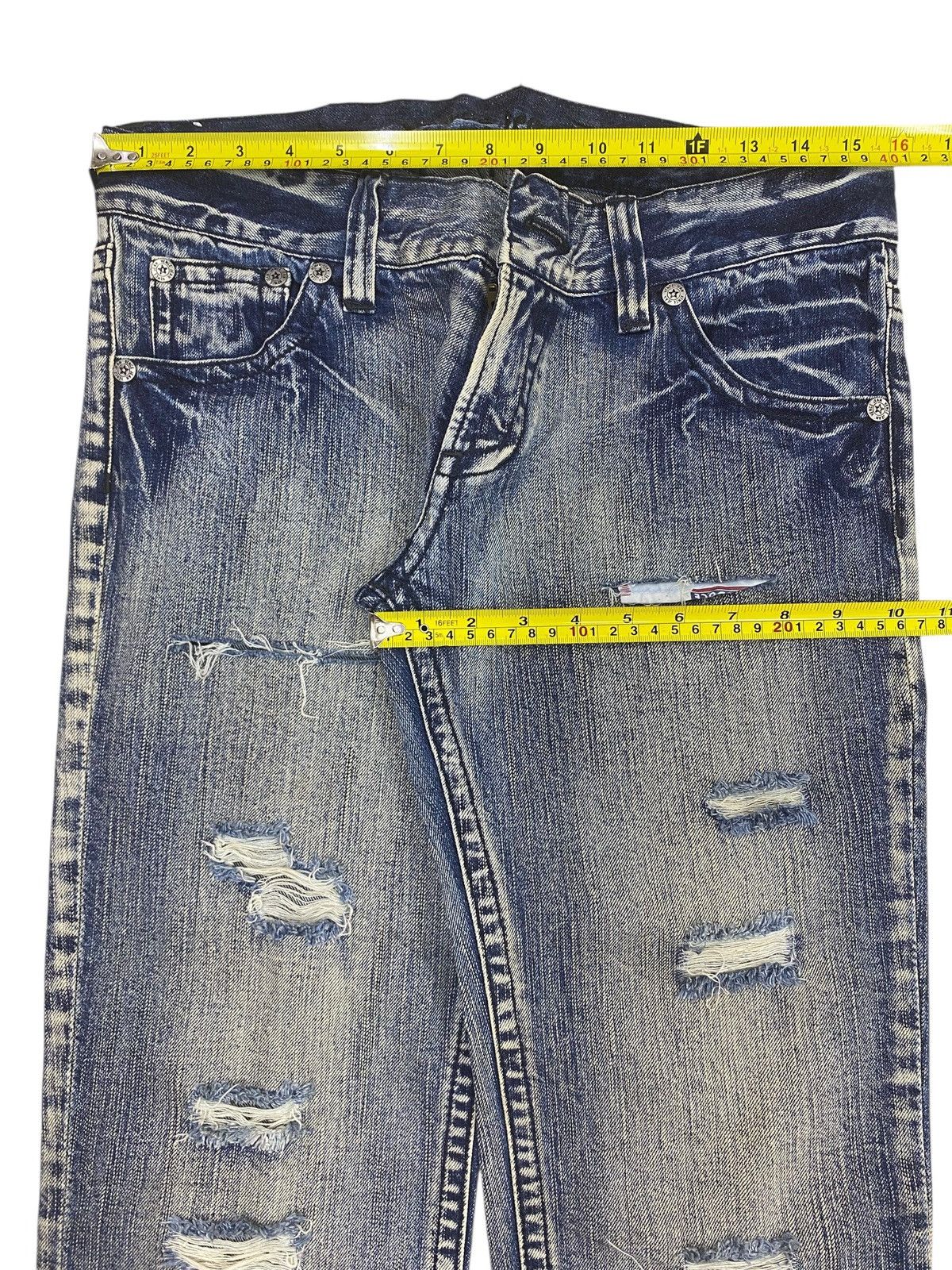 Japanese Brand Japanese Brand Acid Blue Wash Style Distressed Jeans Size US 32 / EU 48 - 5 Thumbnail