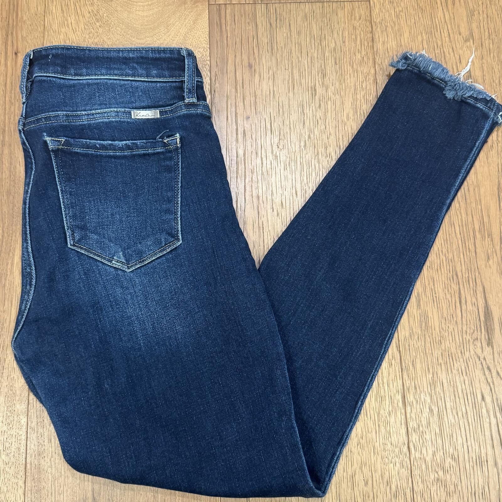 Kancan USA Kancan Dark Blue Skinny Jeans with Raw Hem 9/28 Size 28" / US 6 / IT 42 - 1 Thumbnail
