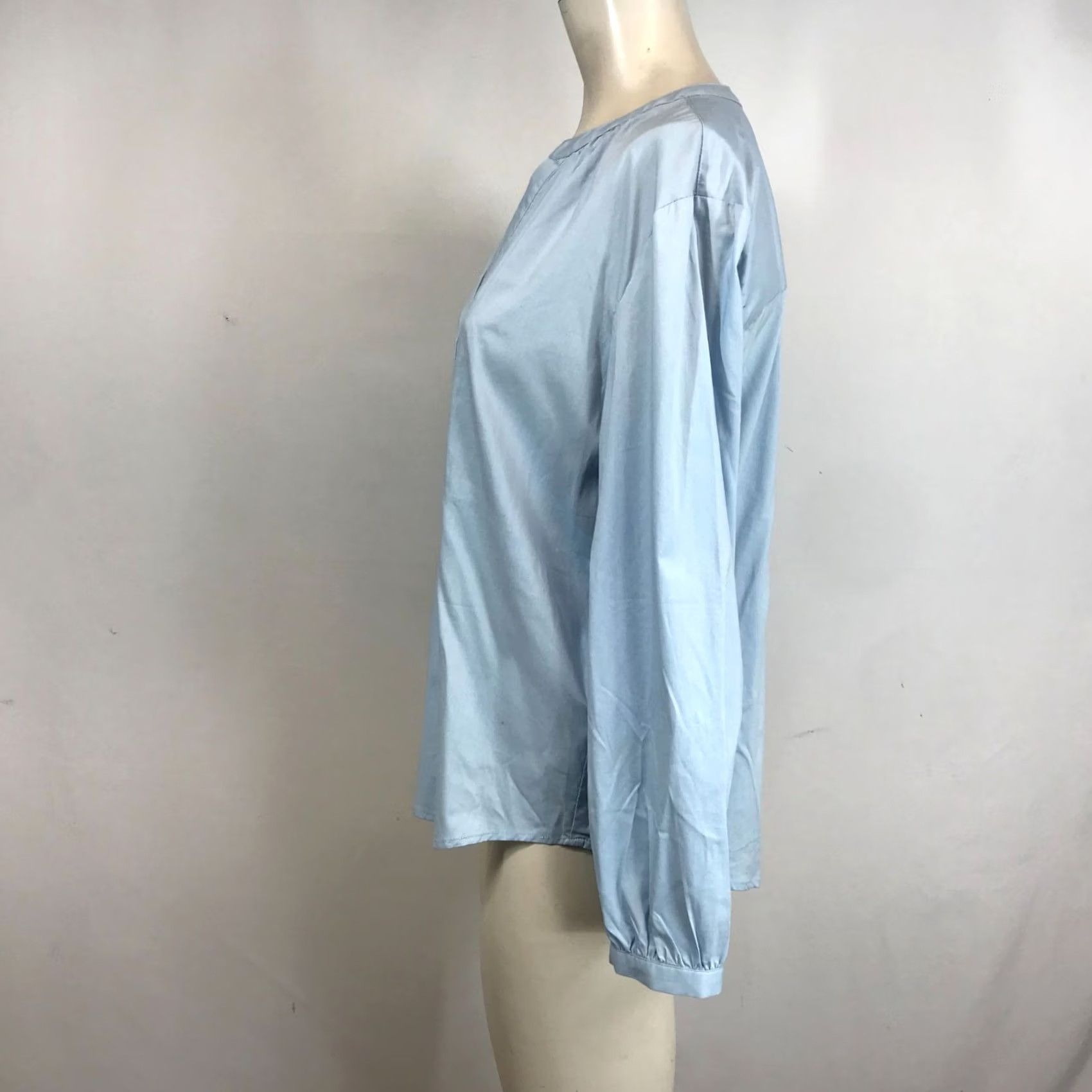 Vintage 41 HAWTHORN Women's Medium Petite Blue Long Sleeve V Neck Cotton Blend Top Size M / US 6-8 / IT 42-44 - 6 Thumbnail