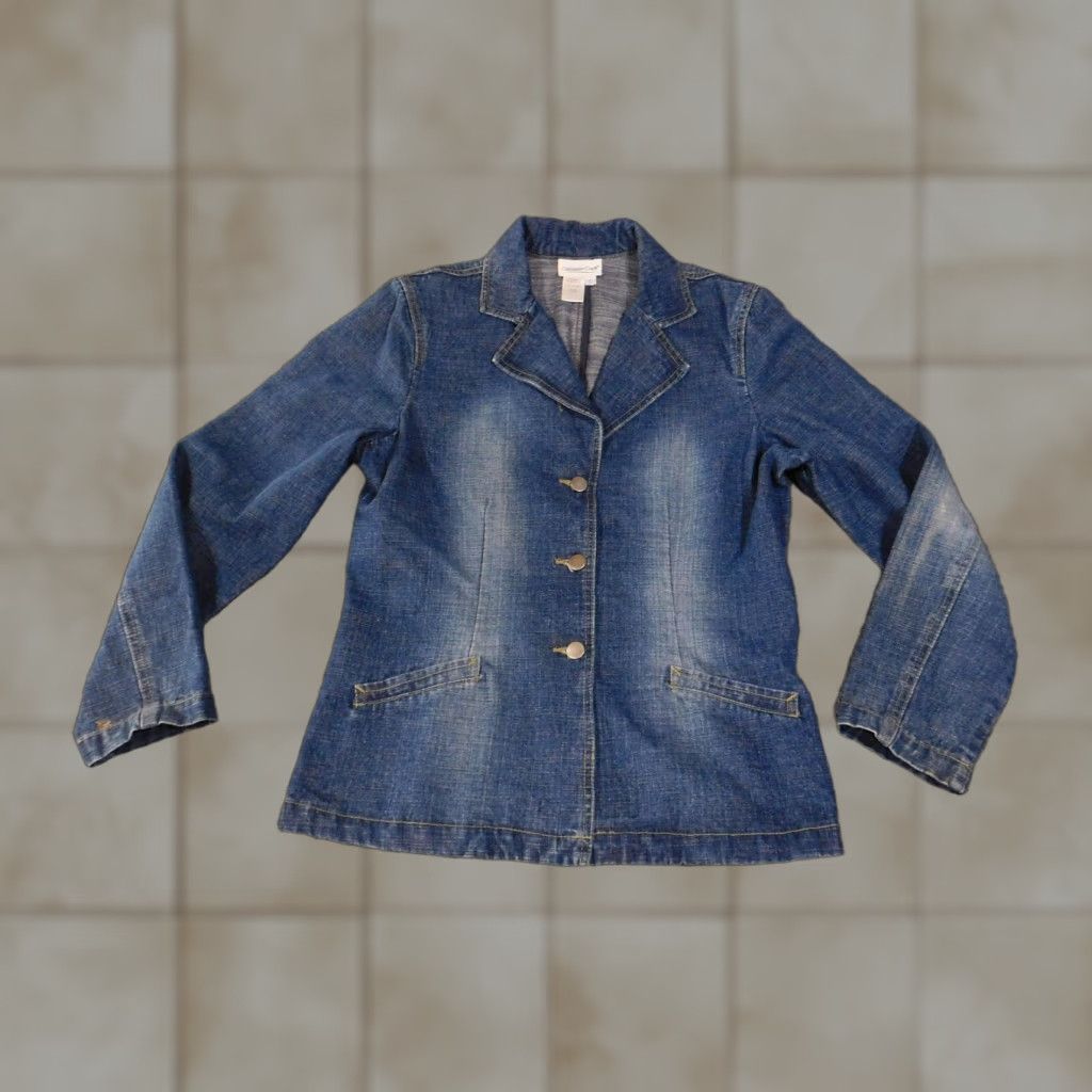 Coldwater Creek VINTAGE Coldwater Creek Blazer Womens Small Blue Denim 3 Button Notch Lapel Jacket Size S / US 4 / IT 40 - 1 Thumbnail