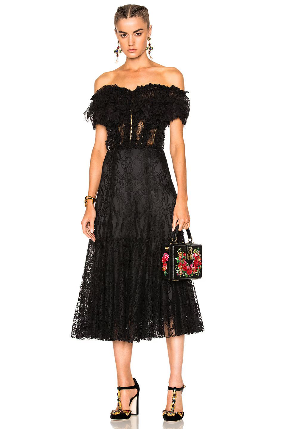 Dolce & Gabbana o1y0825 Midi Dress in Black Size L / US 10 / IT 46 - 1 Thumbnail