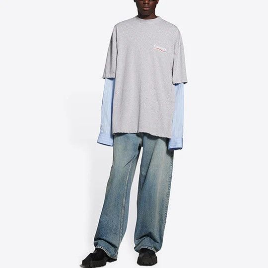 Balenciaga Political Campaign Layered T-shirt Jersey & Poplin Size US M / EU 48-50 / 2 - 2 Thumbnail
