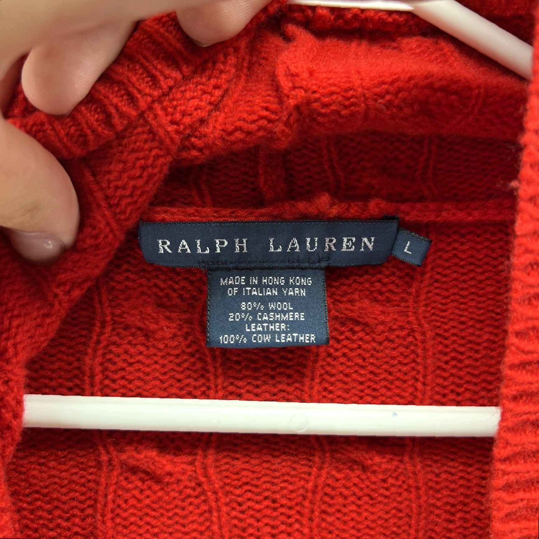Ralph Lauren Ralph Lauren Wrap Cardigan Sweater Womens Large Red Knit Buckle Wool Cashmere Leather Buckle Detail Size L / US 10 / IT 46 - 4 Thumbnail