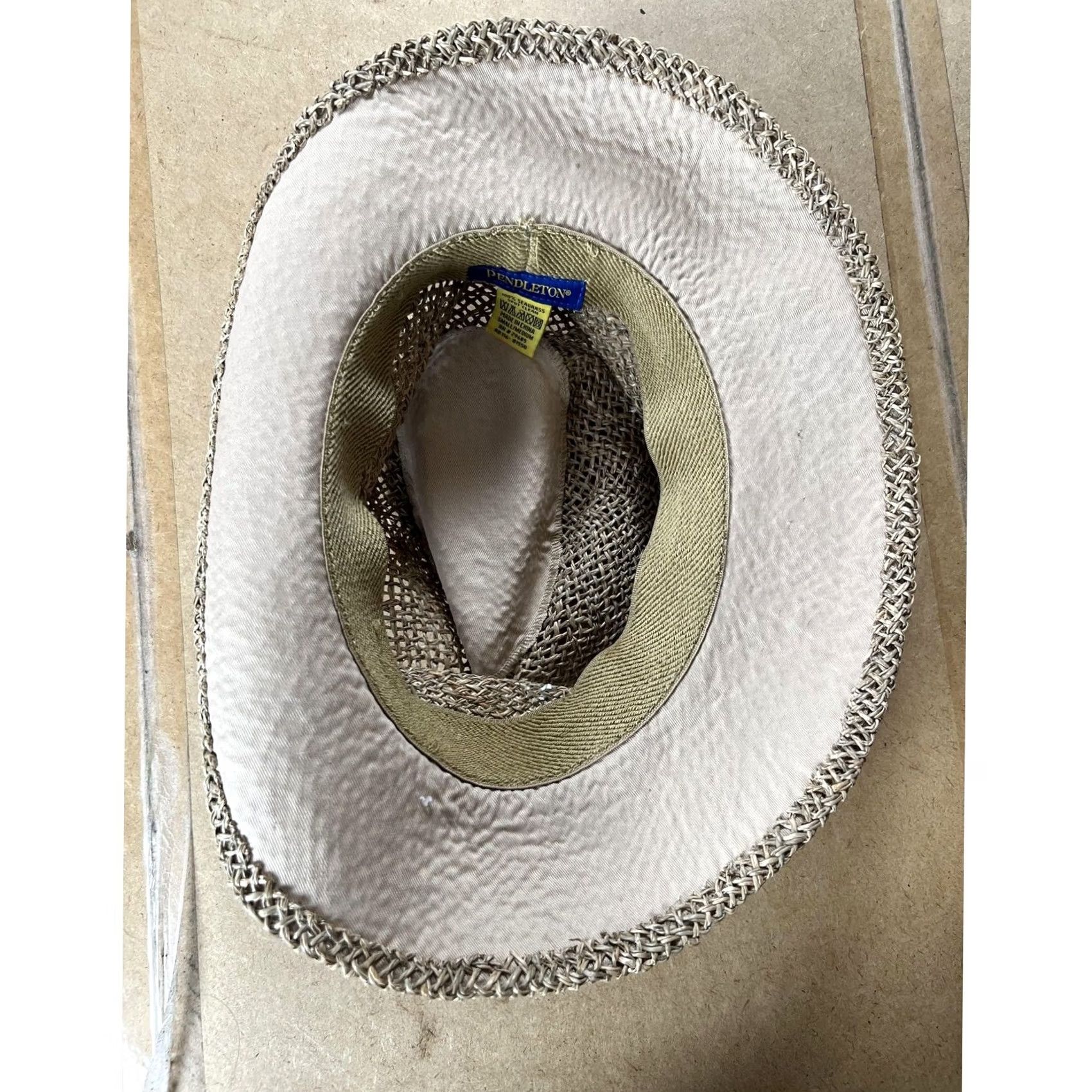 Pendleton VINTAGE Pendleton Hat Fedora Mens M Beige Straw Lined Breathable Lightweight Summer Size ONE SIZE - 4 Thumbnail