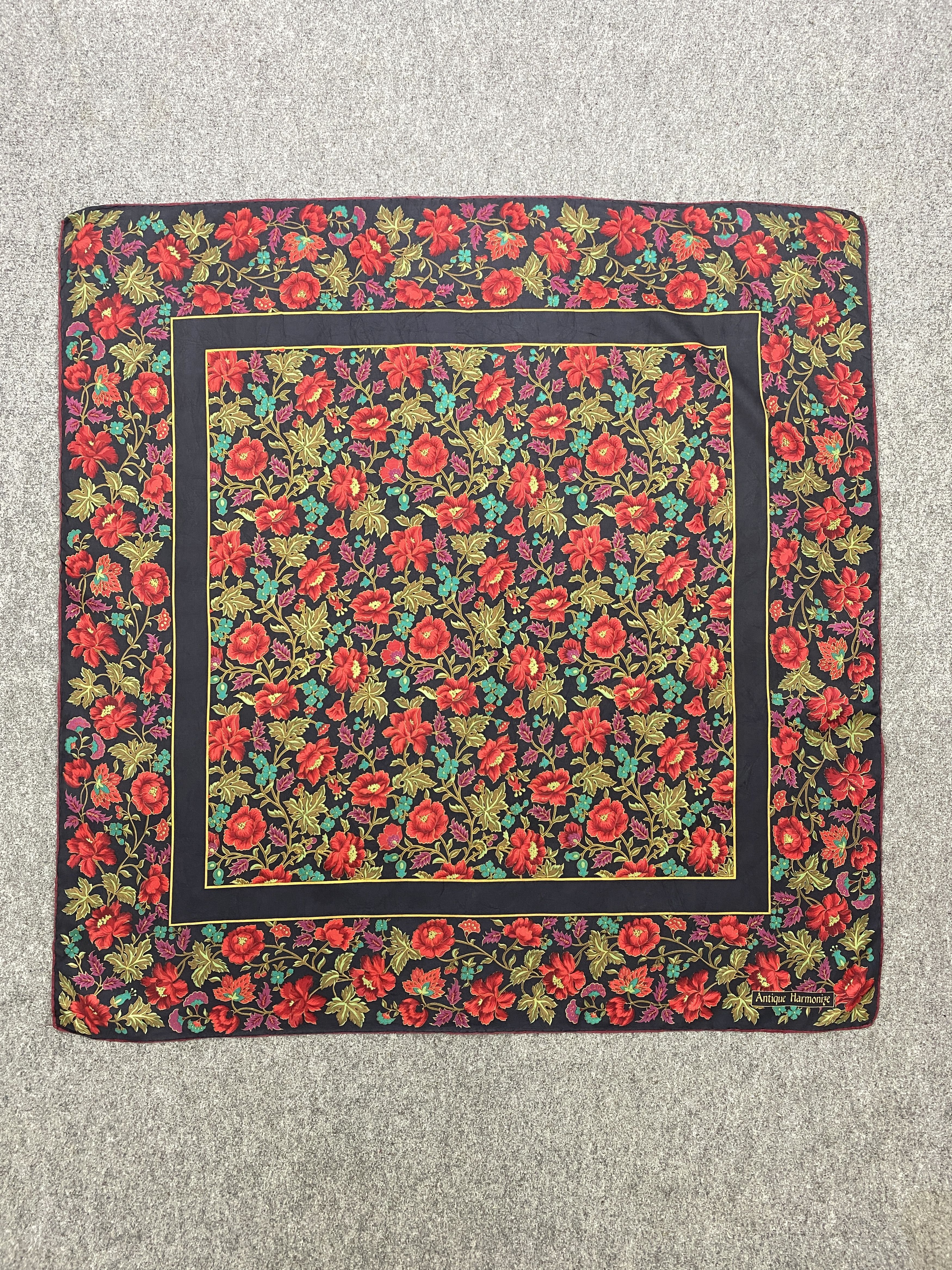 Japanese Brand Antique Harmonize Floral Silk Scarf SN0156 Size ONE SIZE - 3 Thumbnail