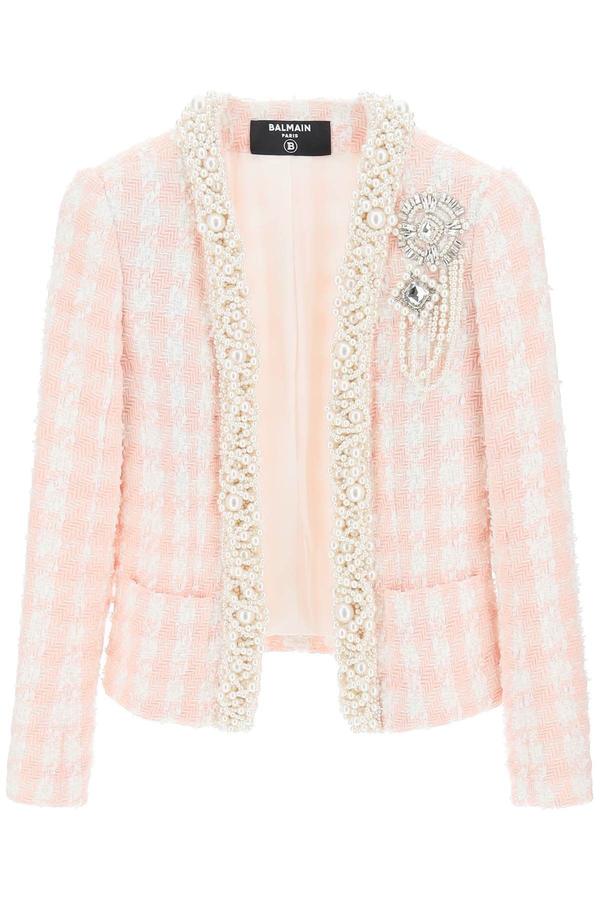 o1srvl11e1123 Tweed Spencer Jacket in Pink