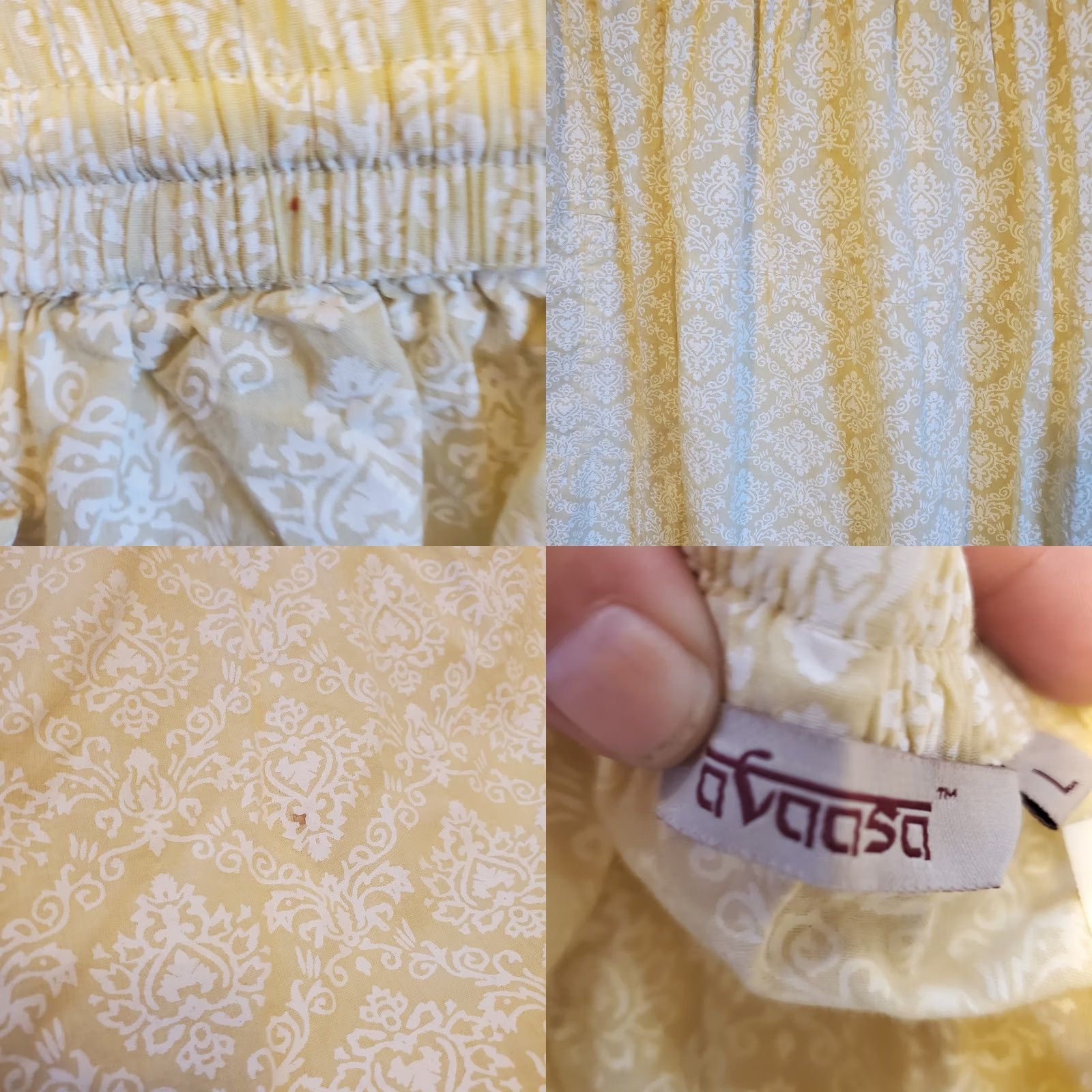 Vintage Womens Tiered Maxi Skirt Yellow Damask Peasant Summer Size 36" / US 14 / IT 50 - 8 Thumbnail