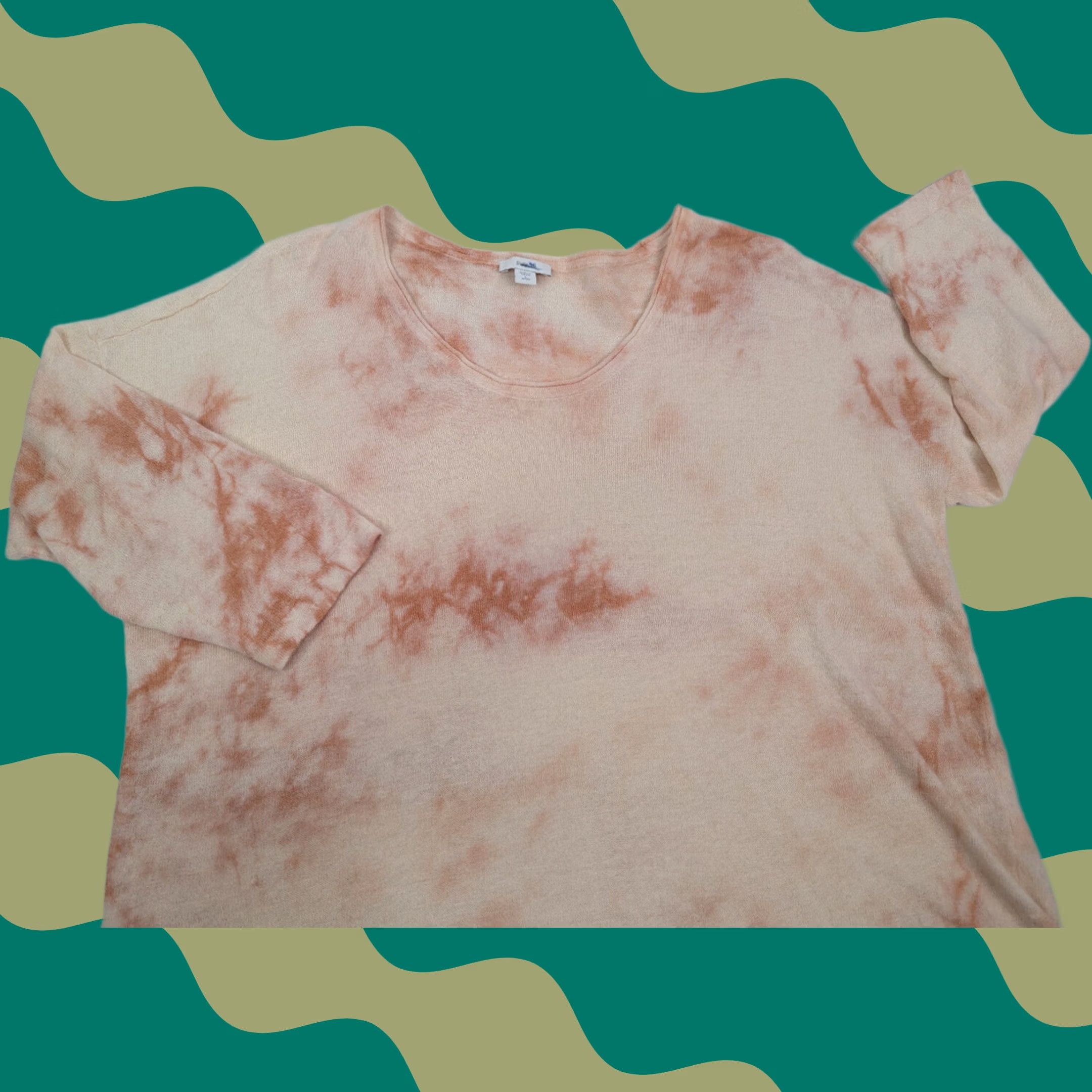 J. Jill J. Jill Tunic Shirt Linen Blend Tie Dye 3/4 Sleeve V-Neck Pullover L Beige Pink Orange Womens Lagenlook Beach Bohemian Colorful Size L / US 10 / IT 46 - 1 Thumbnail
