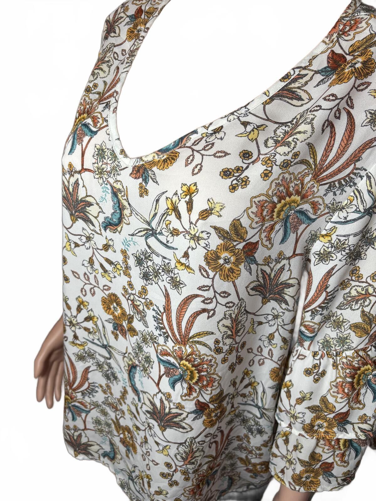 J.Crew Boho Coastal Cottagecore Floral Bell Sleeve Blouse Peasant. Size XL / US 12-14 / IT 48-50 - 3 Thumbnail
