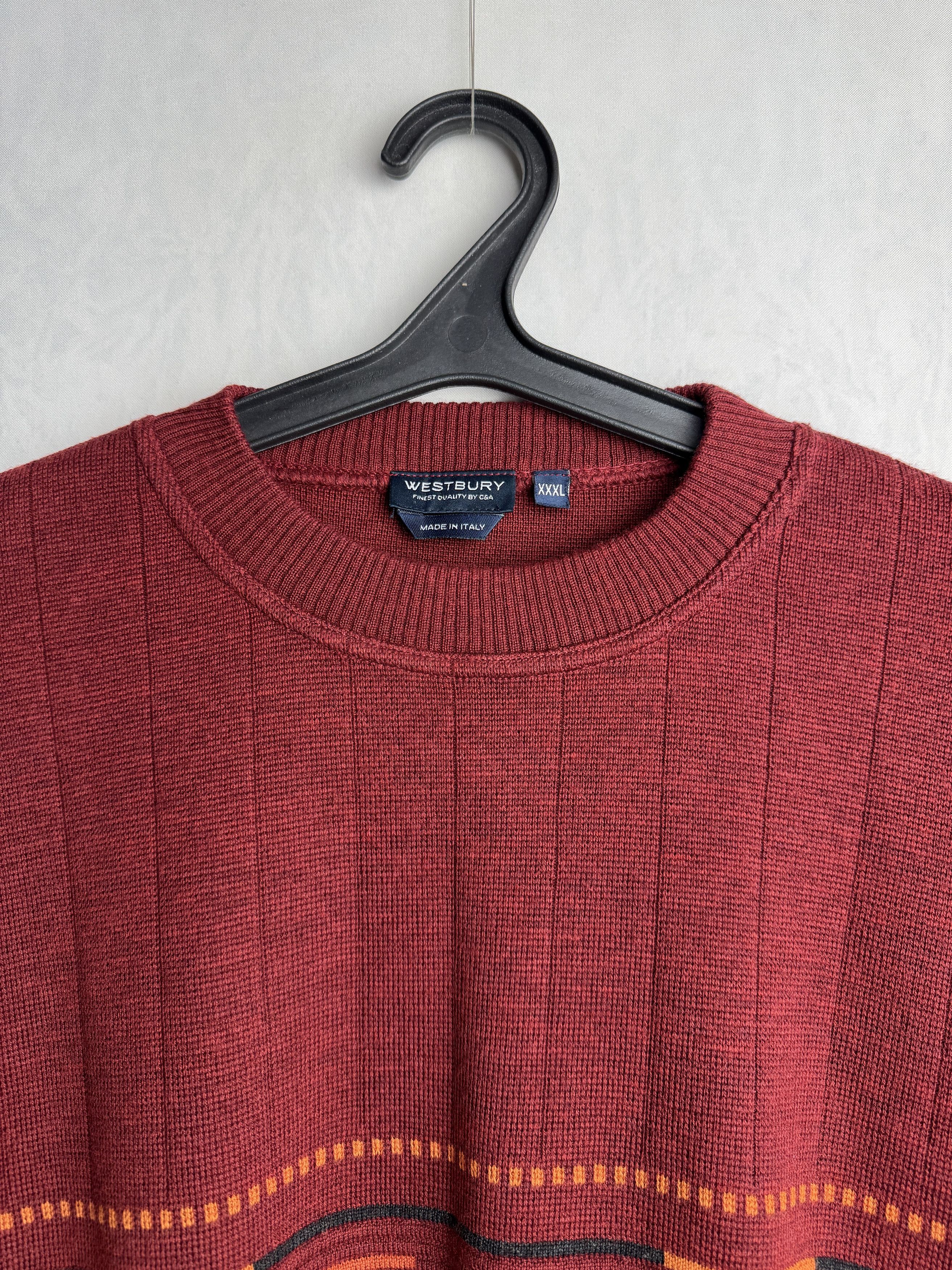 Vintage WESTBURY men’s geometric wool blend sweater Size US XXL / EU 58 / 5 - 6 Thumbnail