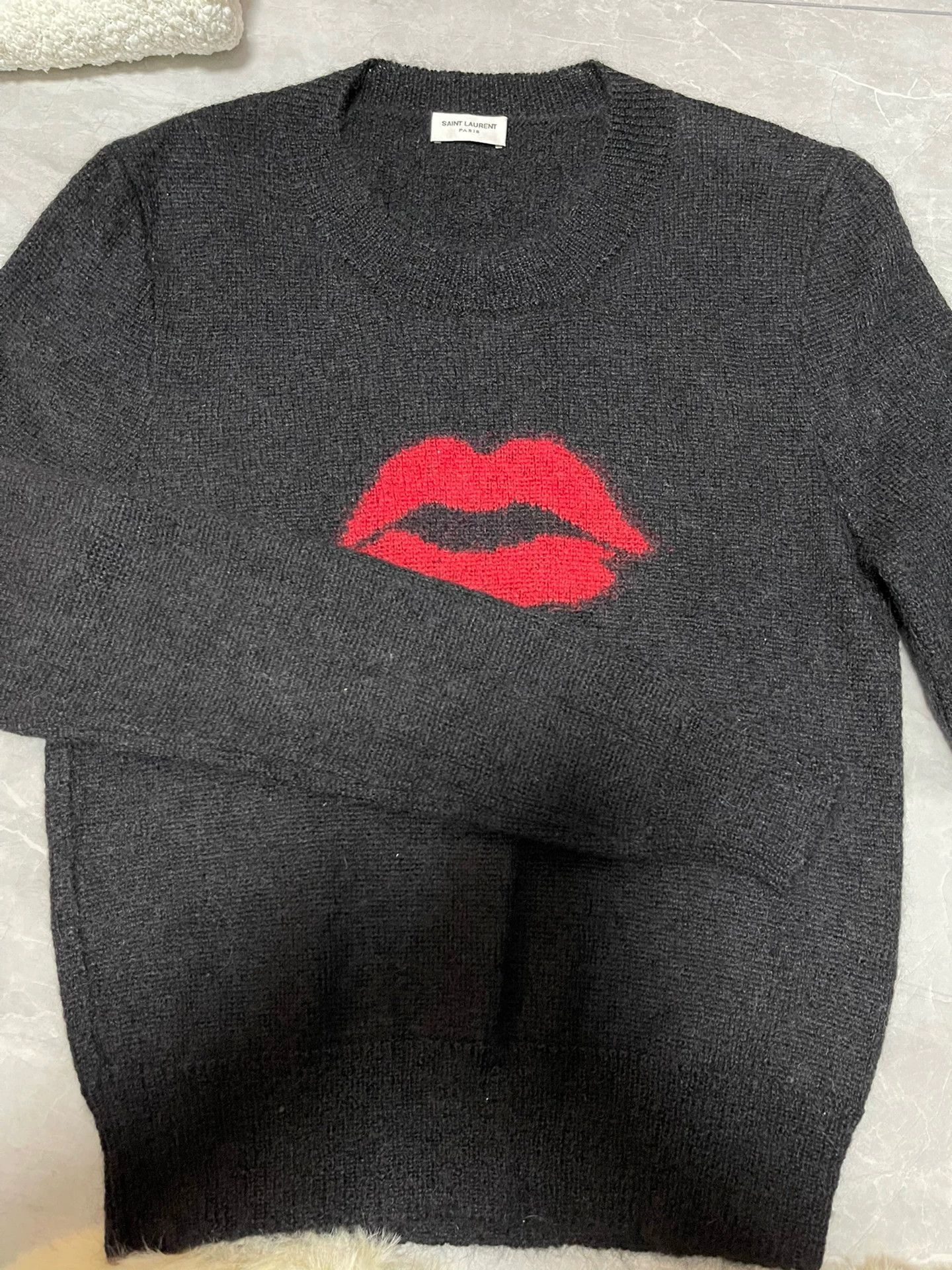 Saint Laurent Paris Saint Laurent Paris Black Red Lips Sweater -2507 Size US M / EU 48-50 / 2 - 1 Thumbnail