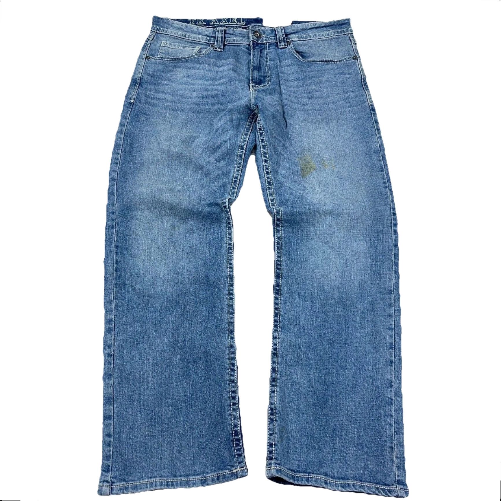 Denime TK Axel Jeans Men 34x30 Slim Boot Cut Dark Wash Denim Pants Flap Pockets Faded Size US 34 / EU 50 - 3 Thumbnail