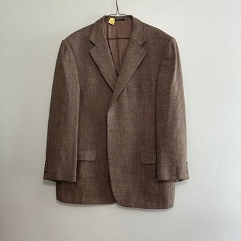 Ermenegildo Zegna Ermenegildo Zegna brown tweed cashmere three button blazer Size 46R - 2 Thumbnail