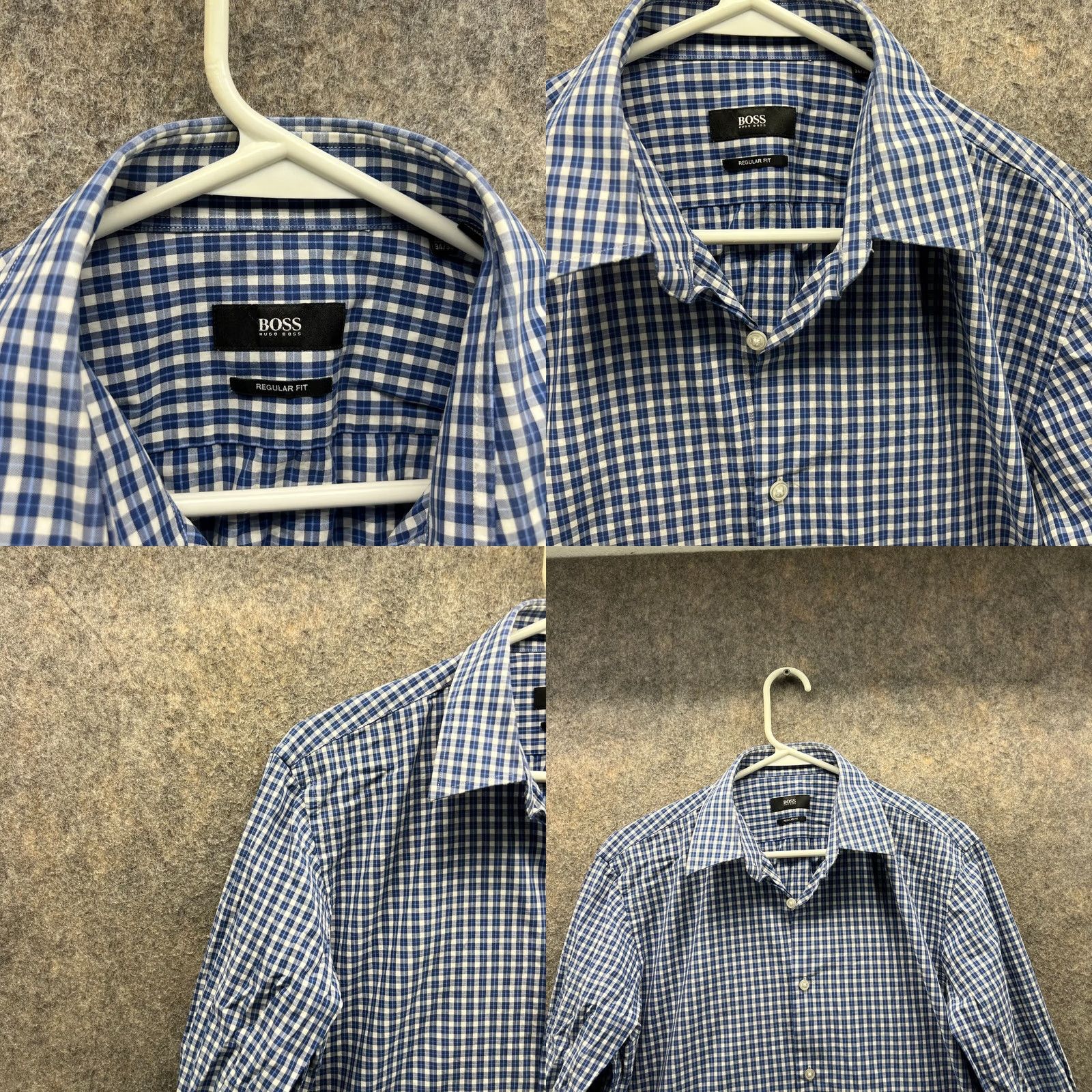 Hugo Boss VINTAGE Hugo Boss Shirt Men 15.5 34/35 Blue Check Button-Down Collared Casual Formal Business 4 Seasons Womens? Size US L / EU 52-54 / 3 - 8 Thumbnail