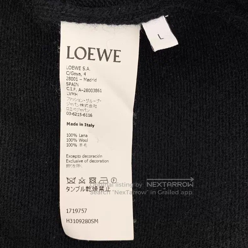 Loewe Loewe Black Logo Embroidered Wool Round Neck Long Sleeve K Size US L / EU 52-54 / 3 - 6 Thumbnail