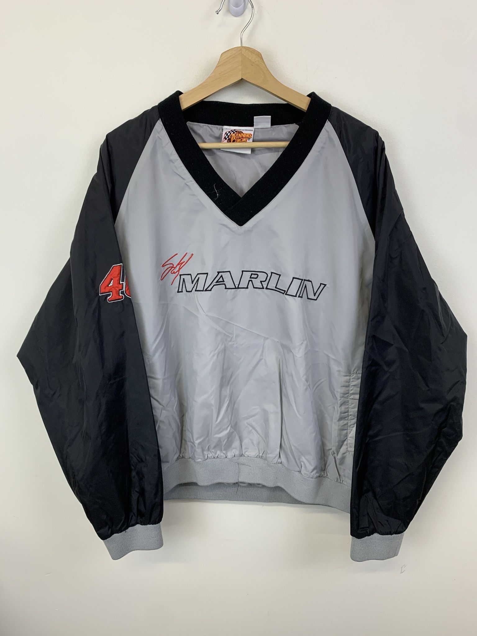 Vintage 1990s Sterling Marlin Distressed Windbreaker Pullover Size L
