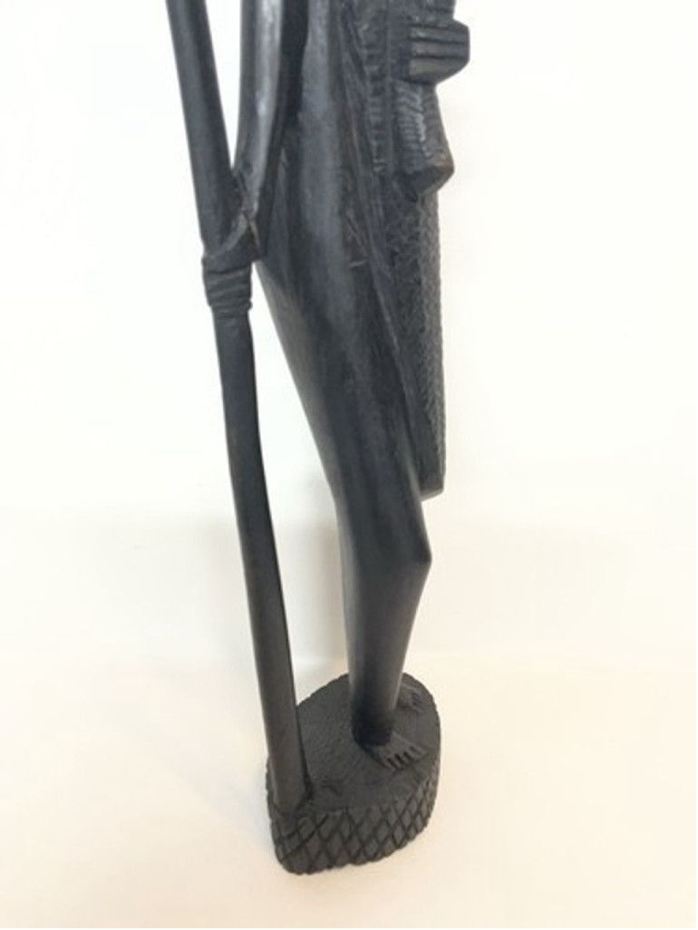 Other Hand Carved Wood Hunter Tribal Figure Kenyan Besmo 14.5” Size 26 - 5 Thumbnail
