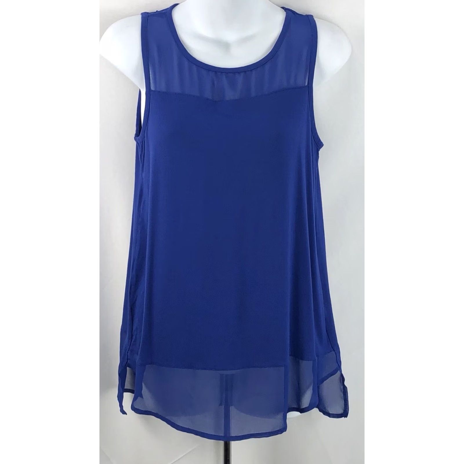 Vince Camuto Vince Camuto Sleeveless Top XS Blue Chiffon Slits Scoop Neck Casual Womens Size XS / US 0-2 / IT 36-38 - 5 Thumbnail