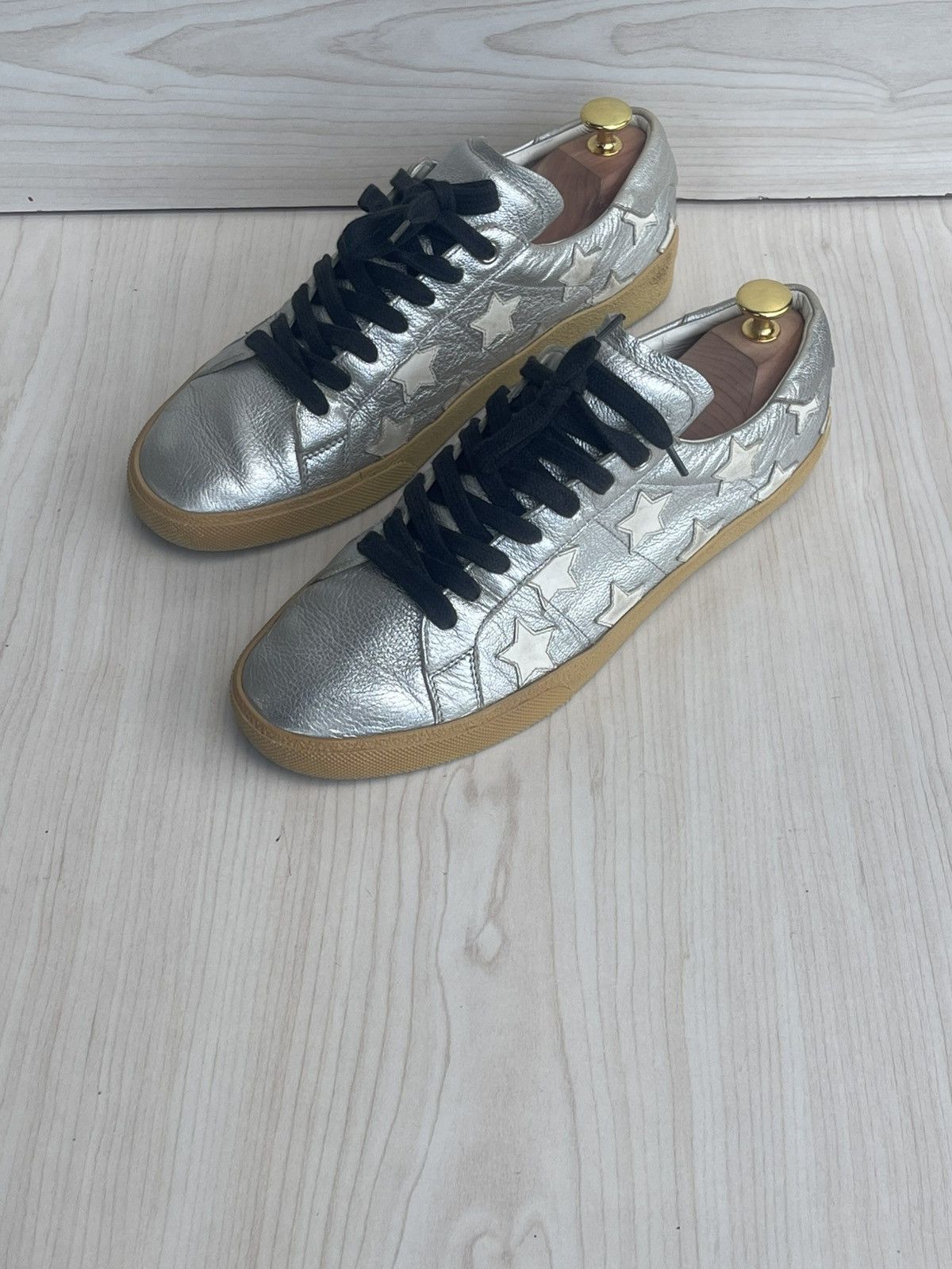Saint Laurent Paris SAINT LAURENT WHITE AND SILVER STARS SNEAKERS Size US 8 / EU 41 - 1 Thumbnail