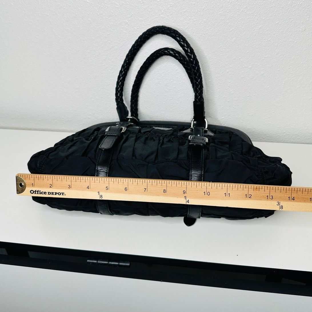 Prada Prada Vintage 90s Black Nylon Leather Buckle Braided Handle Size ONE SIZE - 16 Thumbnail