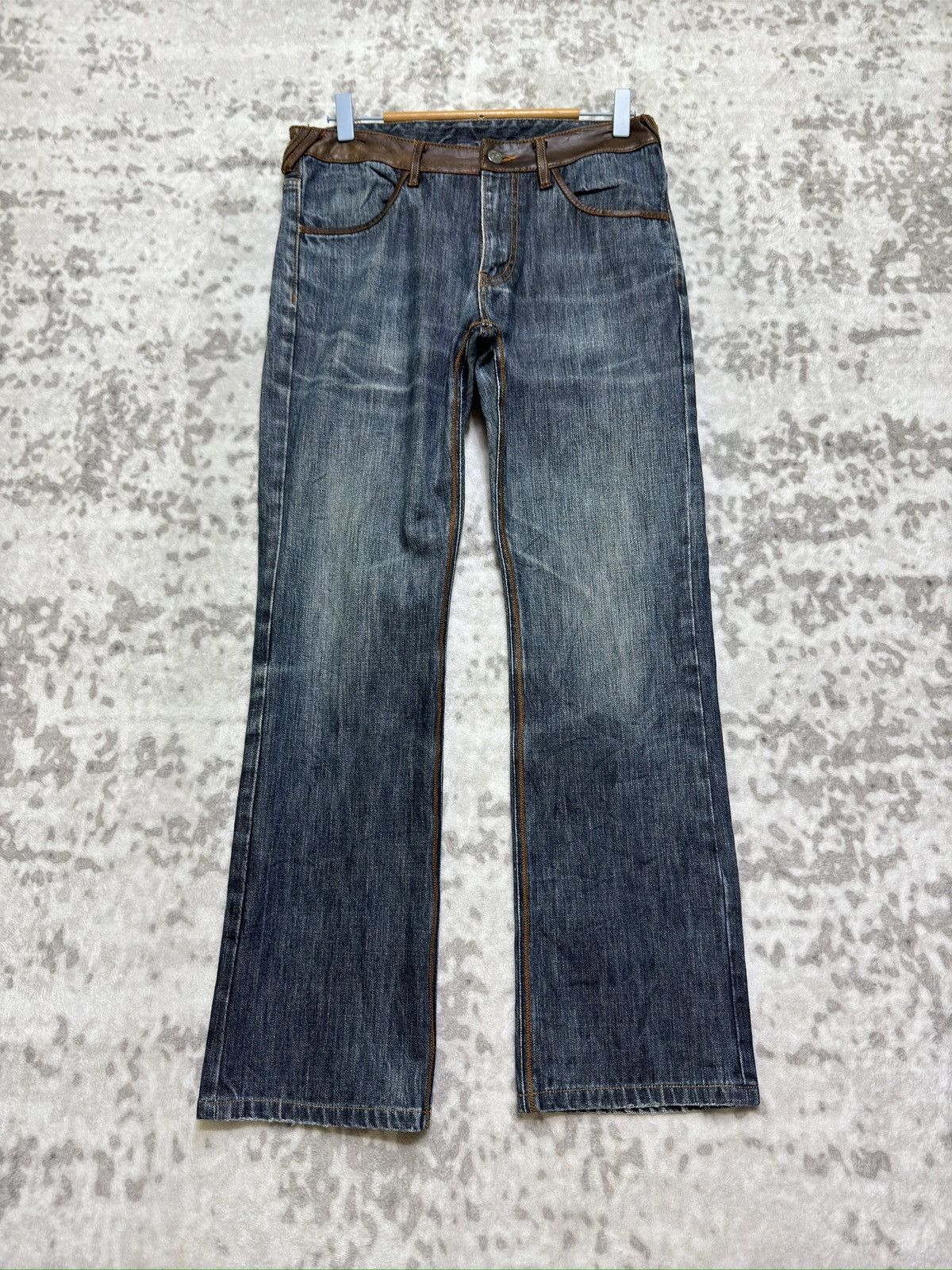Hysteric Glamour Vintage Y2k Men’s Bigi Blue Denim Jeans Leather Waist Detail Size US 30 / EU 46 - 2 Thumbnail