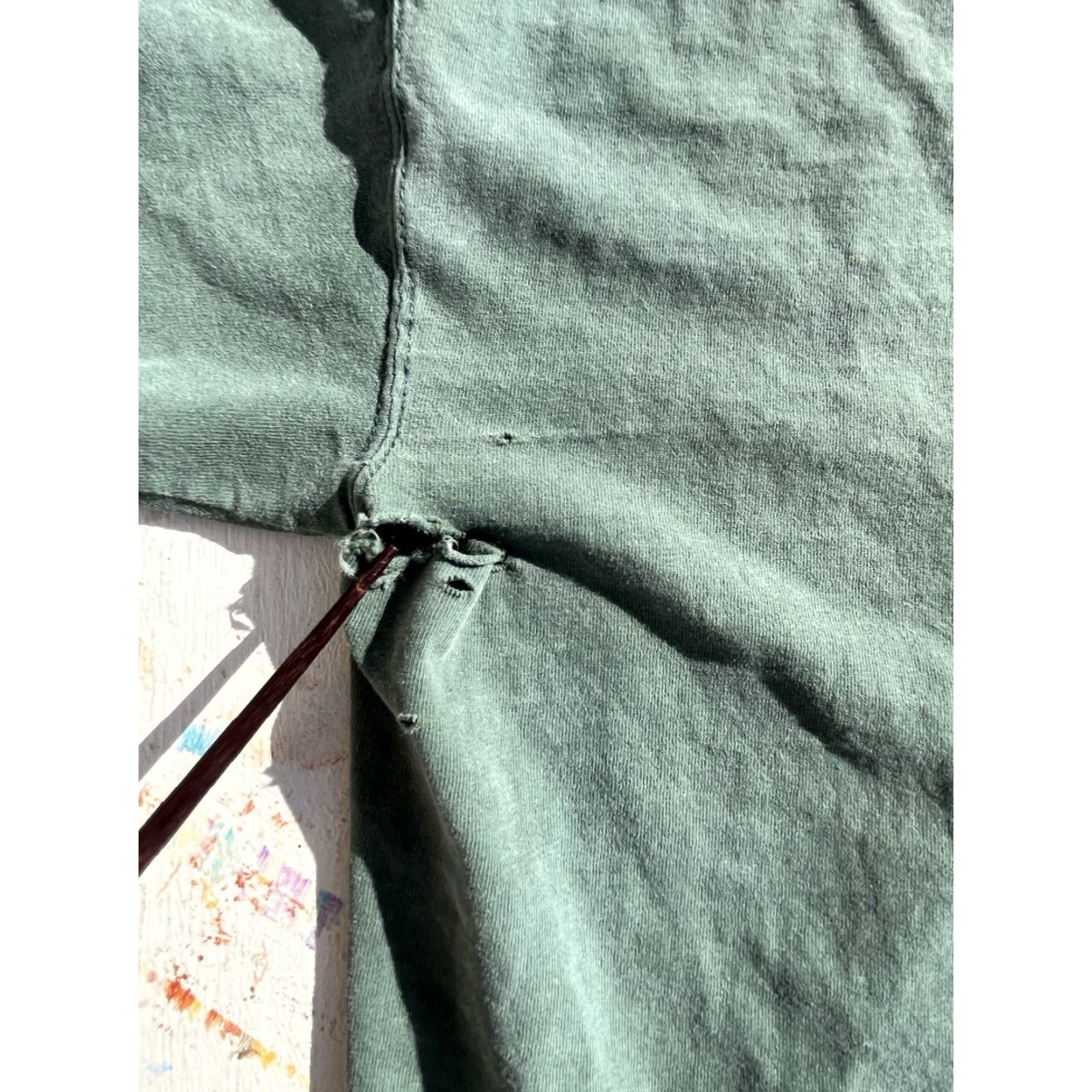 Vintage VINTAGE Discus Men's T-Shirt Green Solid Pocket 2XL THRASHED Grunge Workwear Distressed Crew Neck Short Sleeve USA 90s Logo Pocket Men's Size US XXL / EU 58 / 5 - 6 Thumbnail