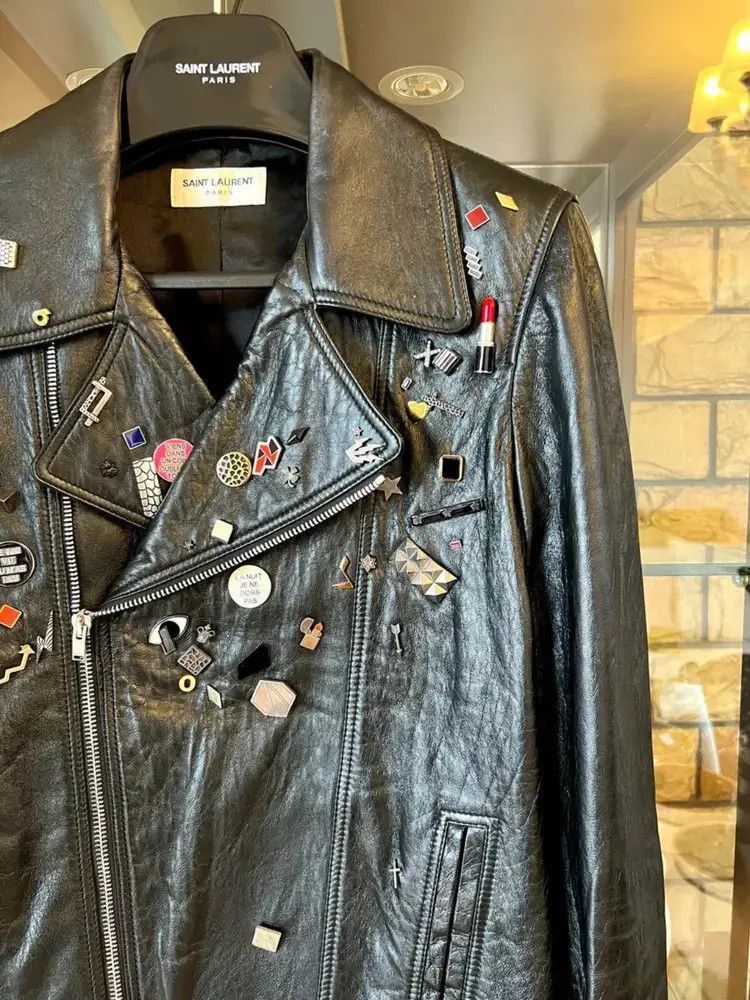 Saint Laurent Paris Sz 46 Saint Laurent Paris 15AW Badge Leather Jacket-2507 Size US S / EU 44-46 / 1 - 8 Thumbnail