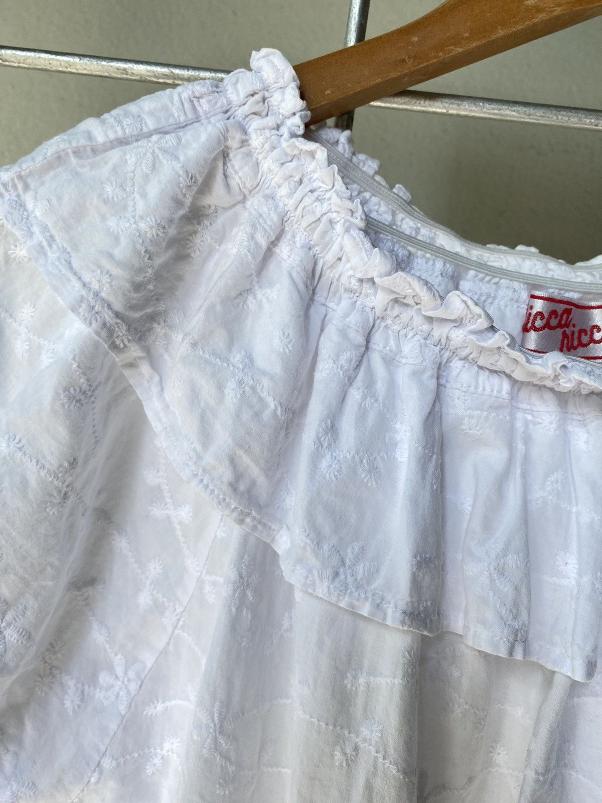 Nina Ricci Ricca ricca White Embroidered Puff Sleeve Blouse Size M / US 6-8 / IT 42-44 - 9 Thumbnail