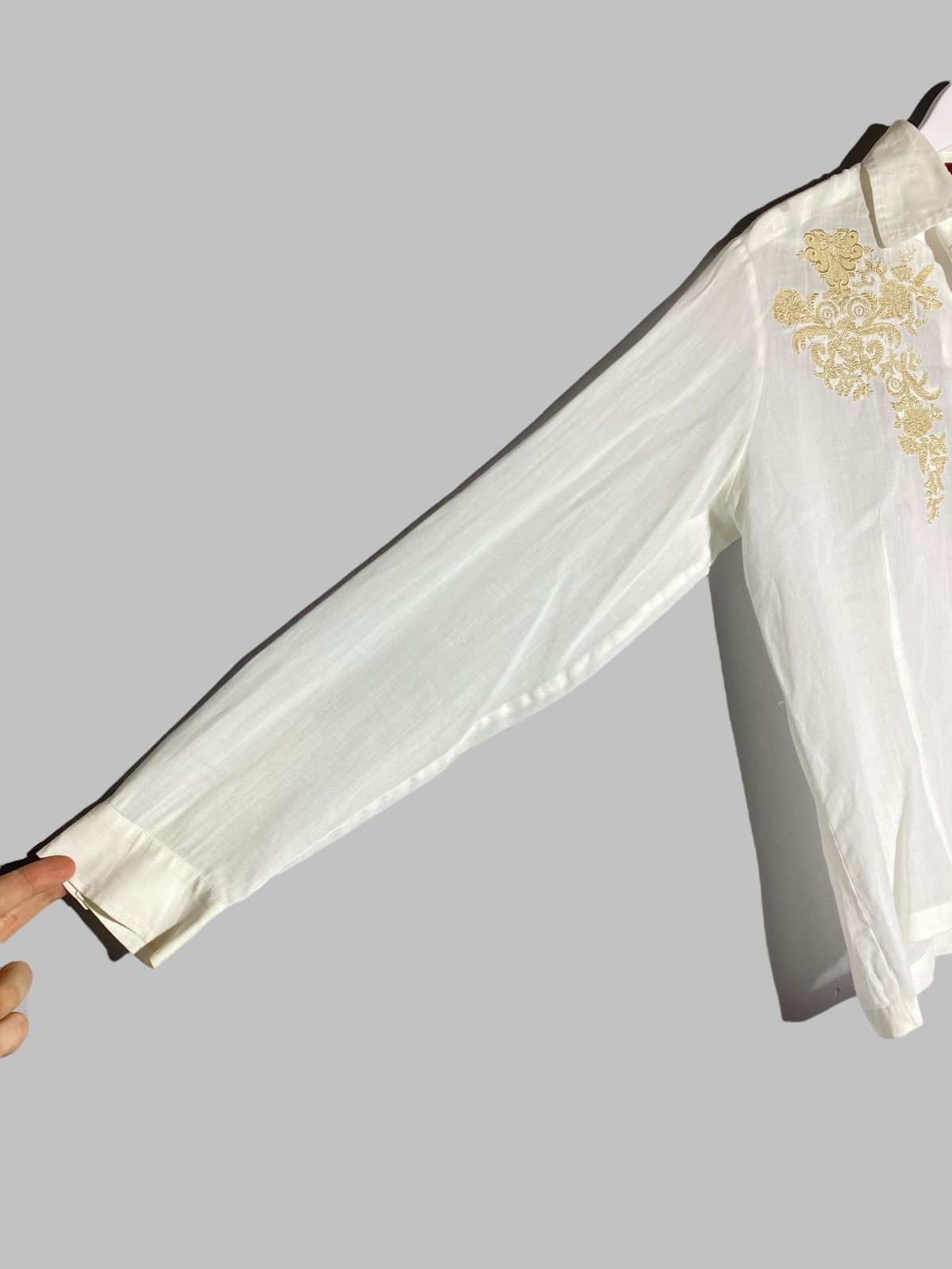 Burberry Burberry London White Bamboo Shirt With Gold Embroidery Size L / US 10 / IT 46 - 6 Thumbnail