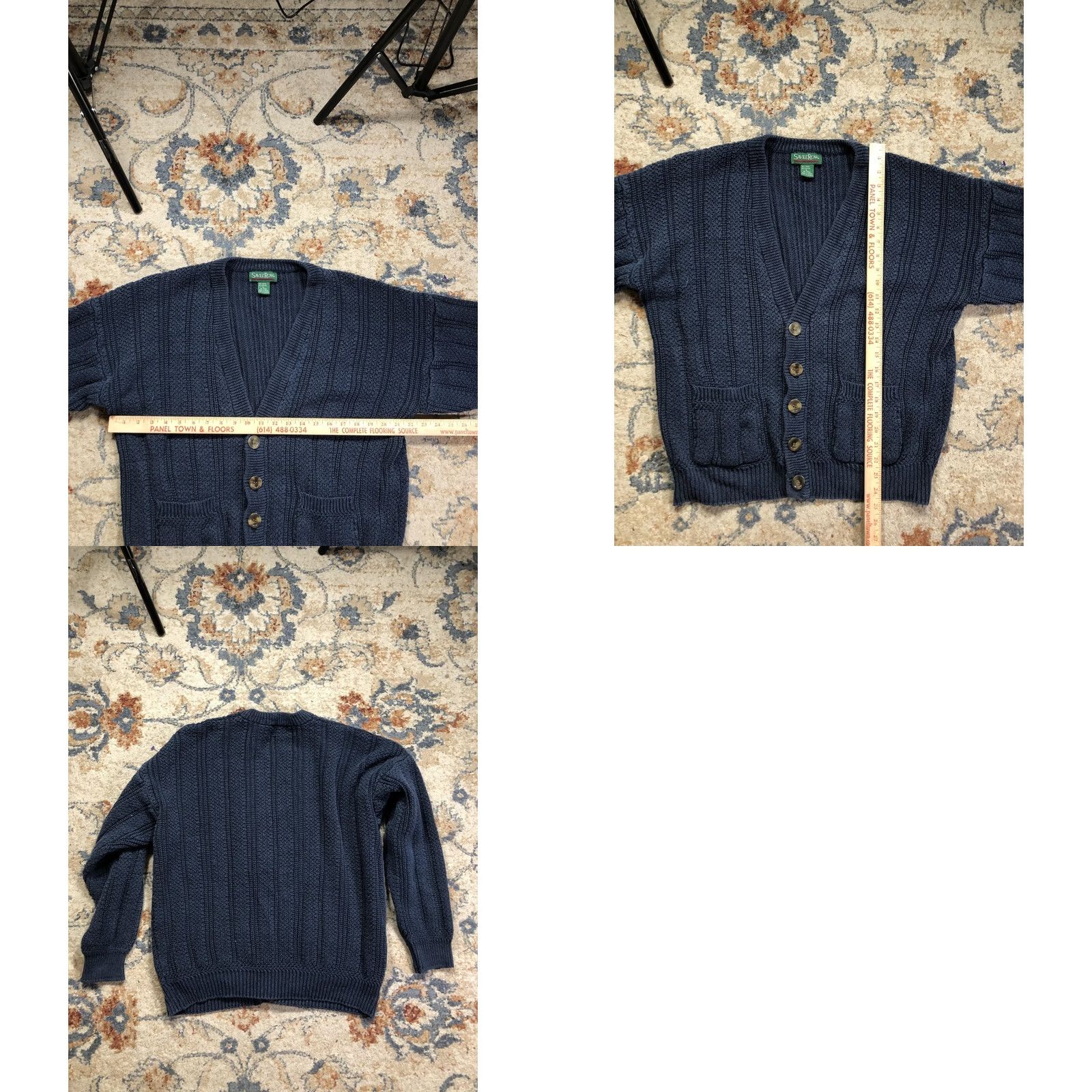 Vintage Savile Row Cardigan Mens L Blue V-Neck Knit Ramie Cotton Pockets Sweater Size US L / EU 52-54 / 3 - 8 Thumbnail
