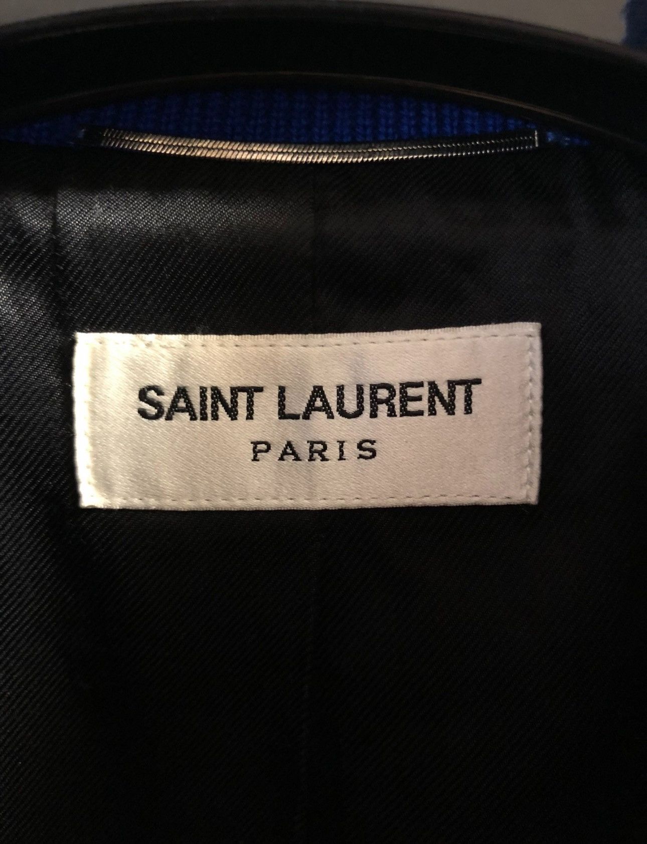 Saint Laurent Paris Saint Laurent Paris Blue Teddy Jacket Sz.54 Size US L / EU 52-54 / 3 - 5 Thumbnail