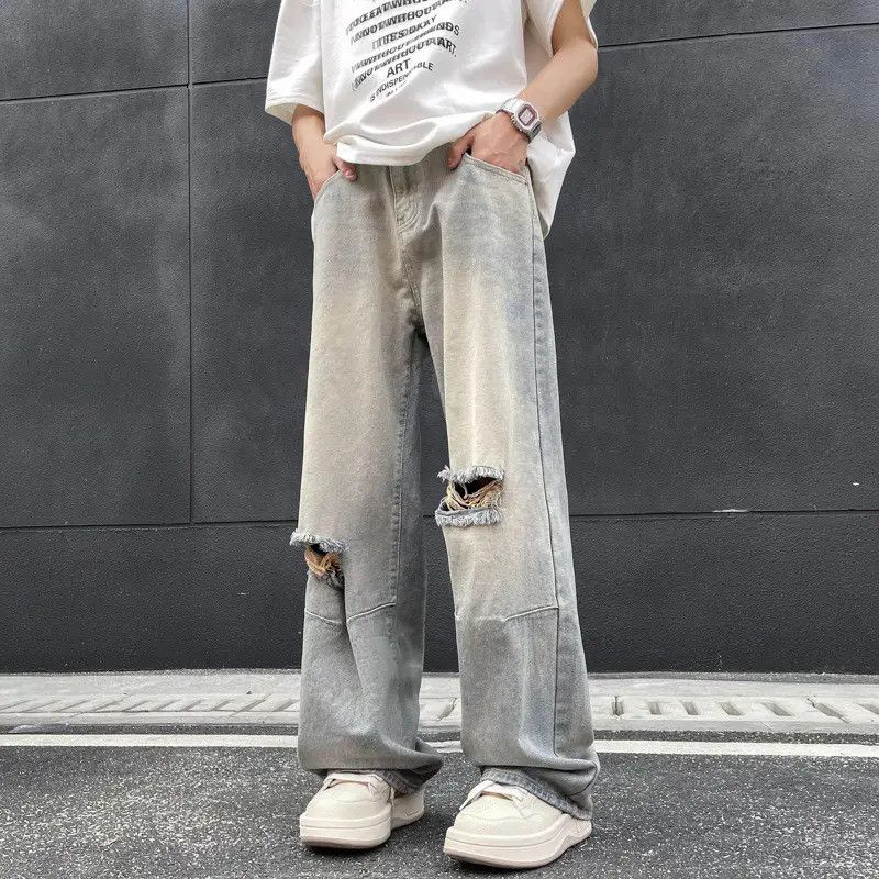 Japanese Brand × Jean Retro loose straight leg casual ripped jeans Size US 32 / EU 48 - 2 Thumbnail