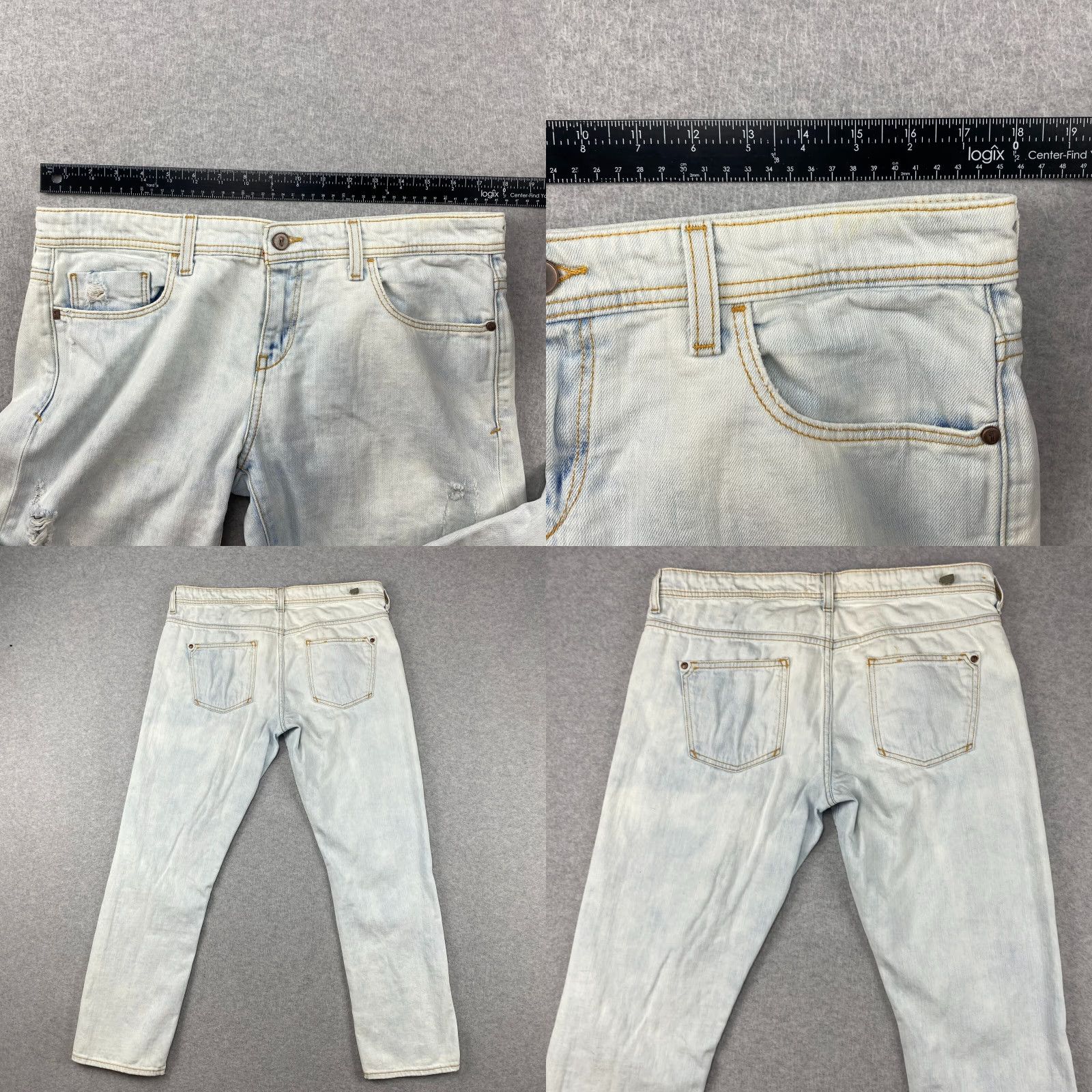 Vintage VINTAGE Pilcro and the Letterpress Hyphen Jeans Womens 29 Blue Acid Wash Distress Denim Size 29" - 9 Thumbnail